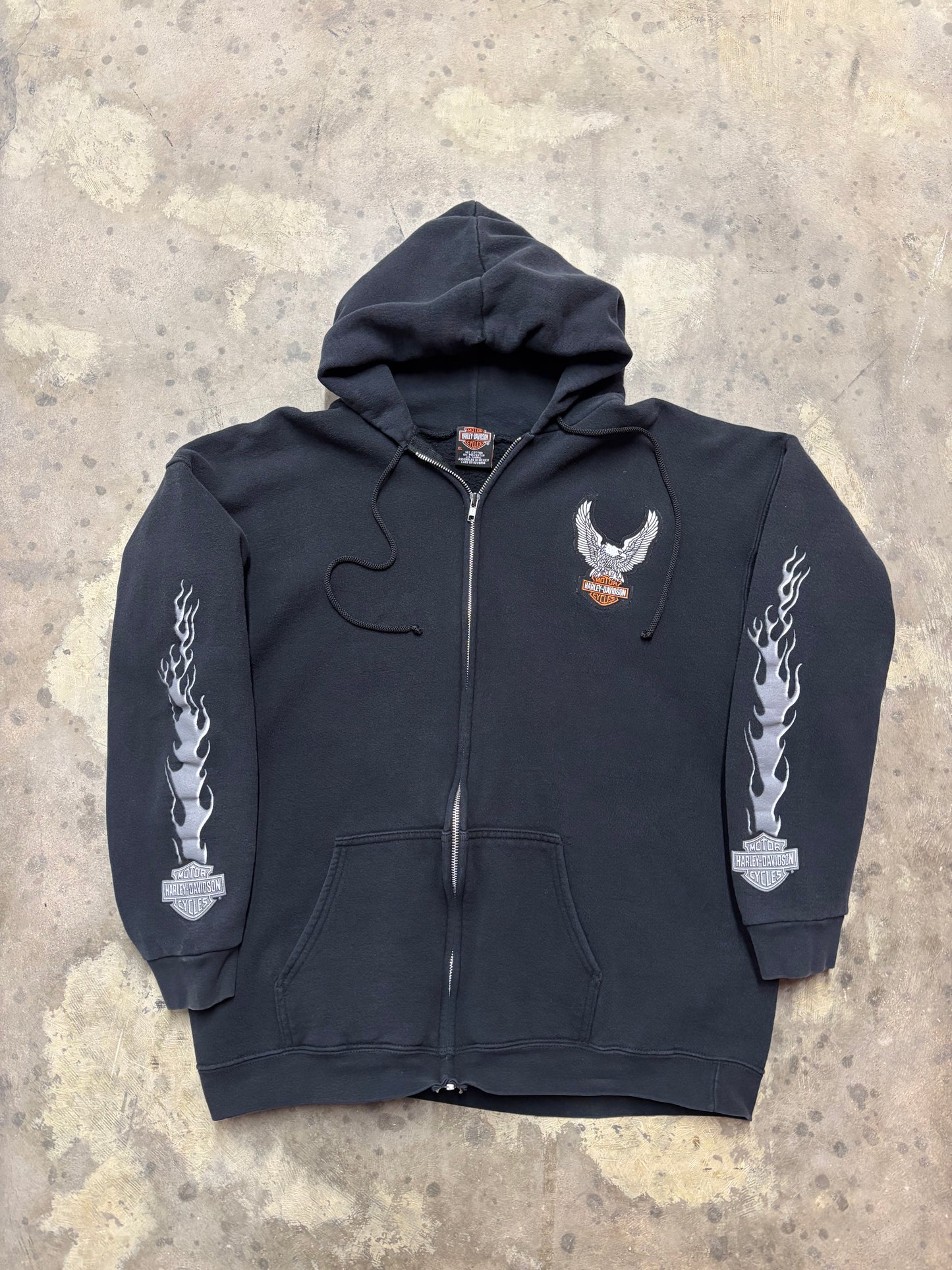 Vintage Harley Davidson Silver flame zip up hoodie size extra large