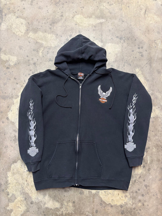 Vintage Harley Davidson Silver flame zip up hoodie size extra large