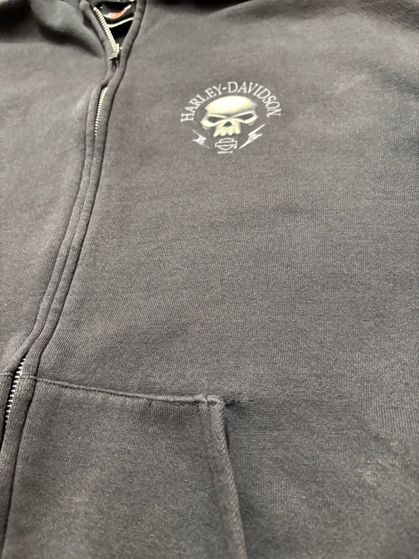 Vintage Harley Davidson skull sleeve zip up hoodie size XXL