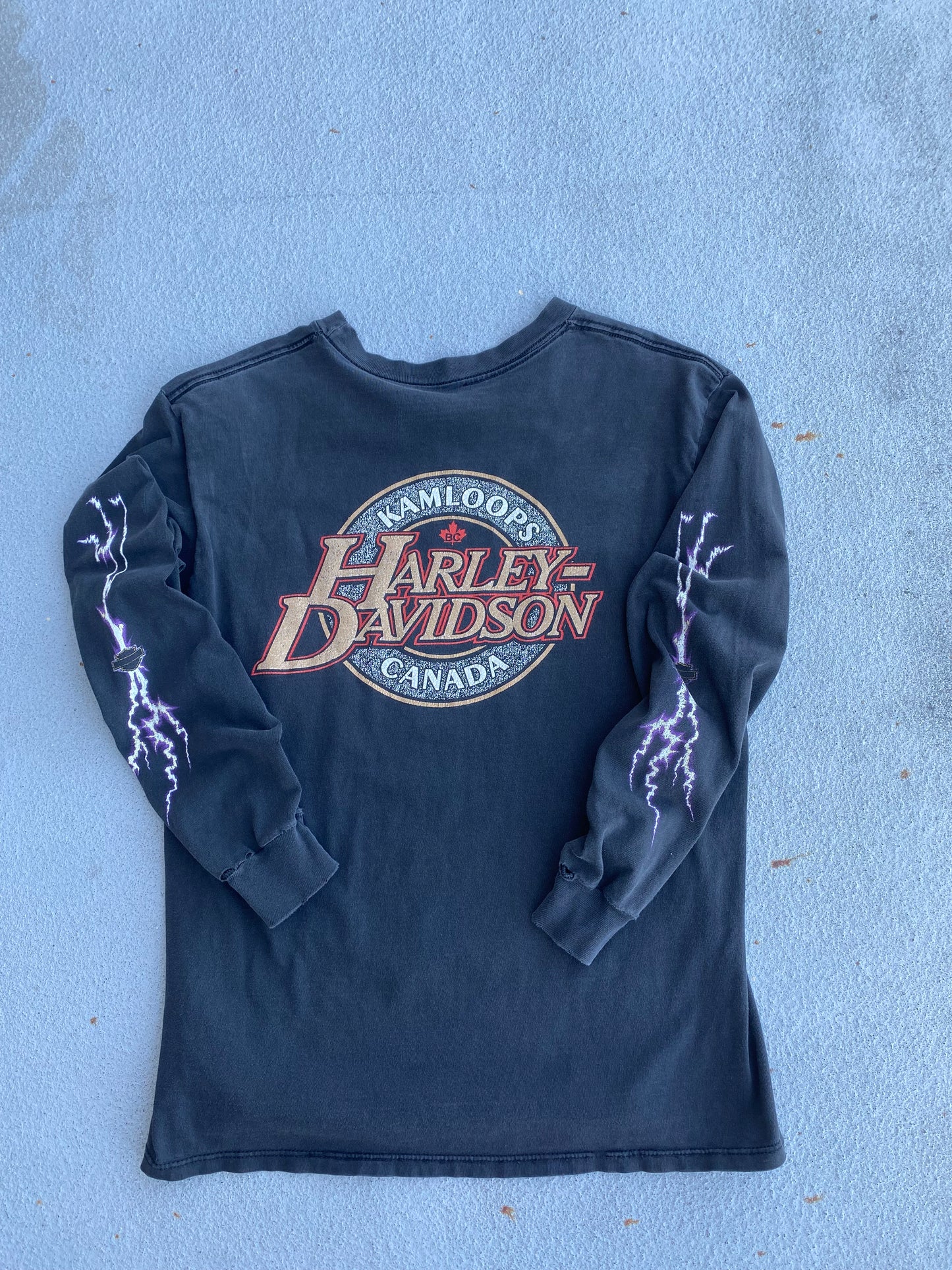 Vintage Harley Davidson Lightning Print Eagle long sleeve shirt size XL