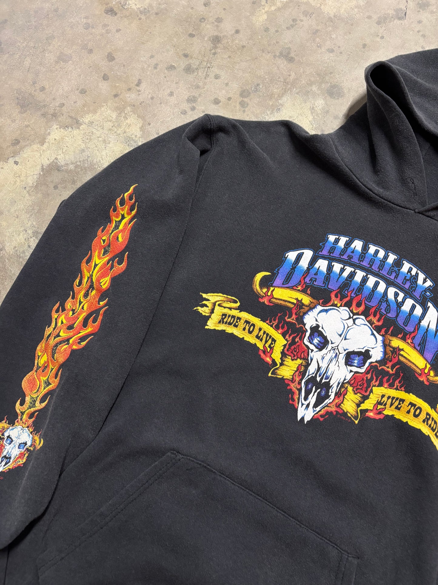 Vintage Harley Davidson Flame Sleeve hoodie size large
