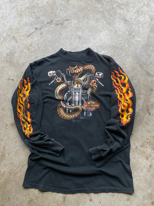 Vintage Harley Davidson 3d Emblem snake long sleeve shirt size large