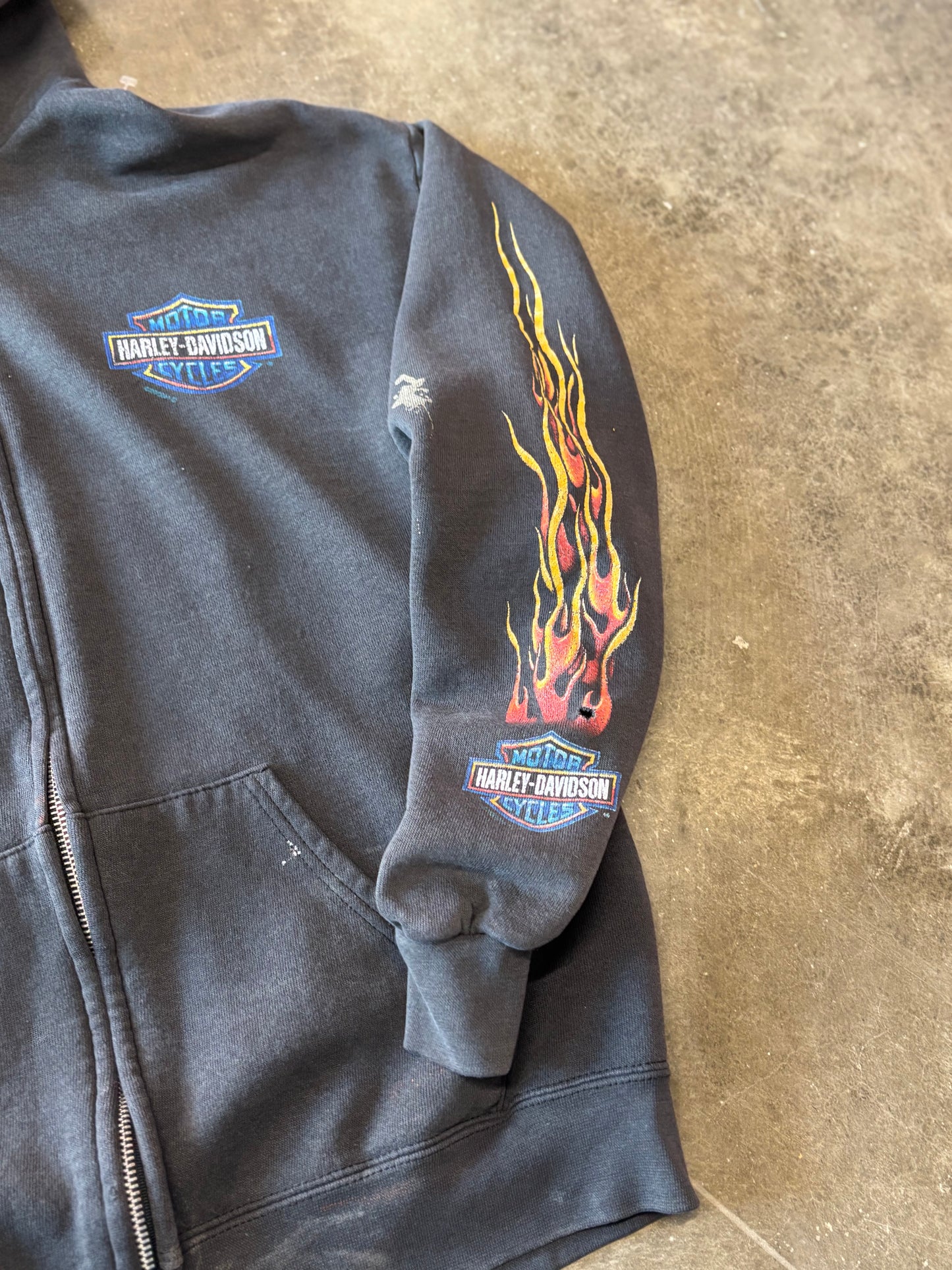 Vintage Harley Davidson thrashed zip up hoodie size large
