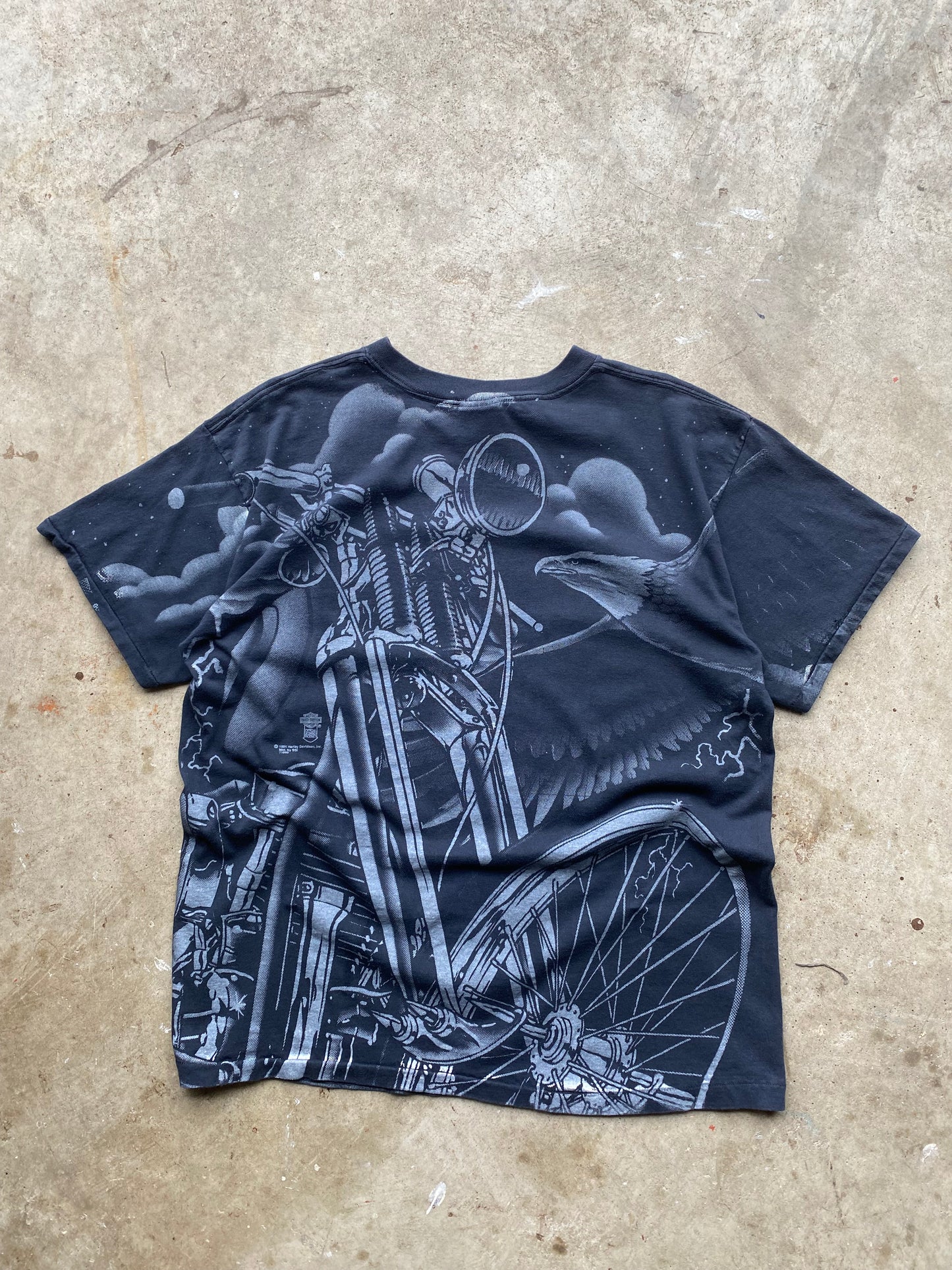 Vintage Harley Davidson All over Print Bike shirt size extra large