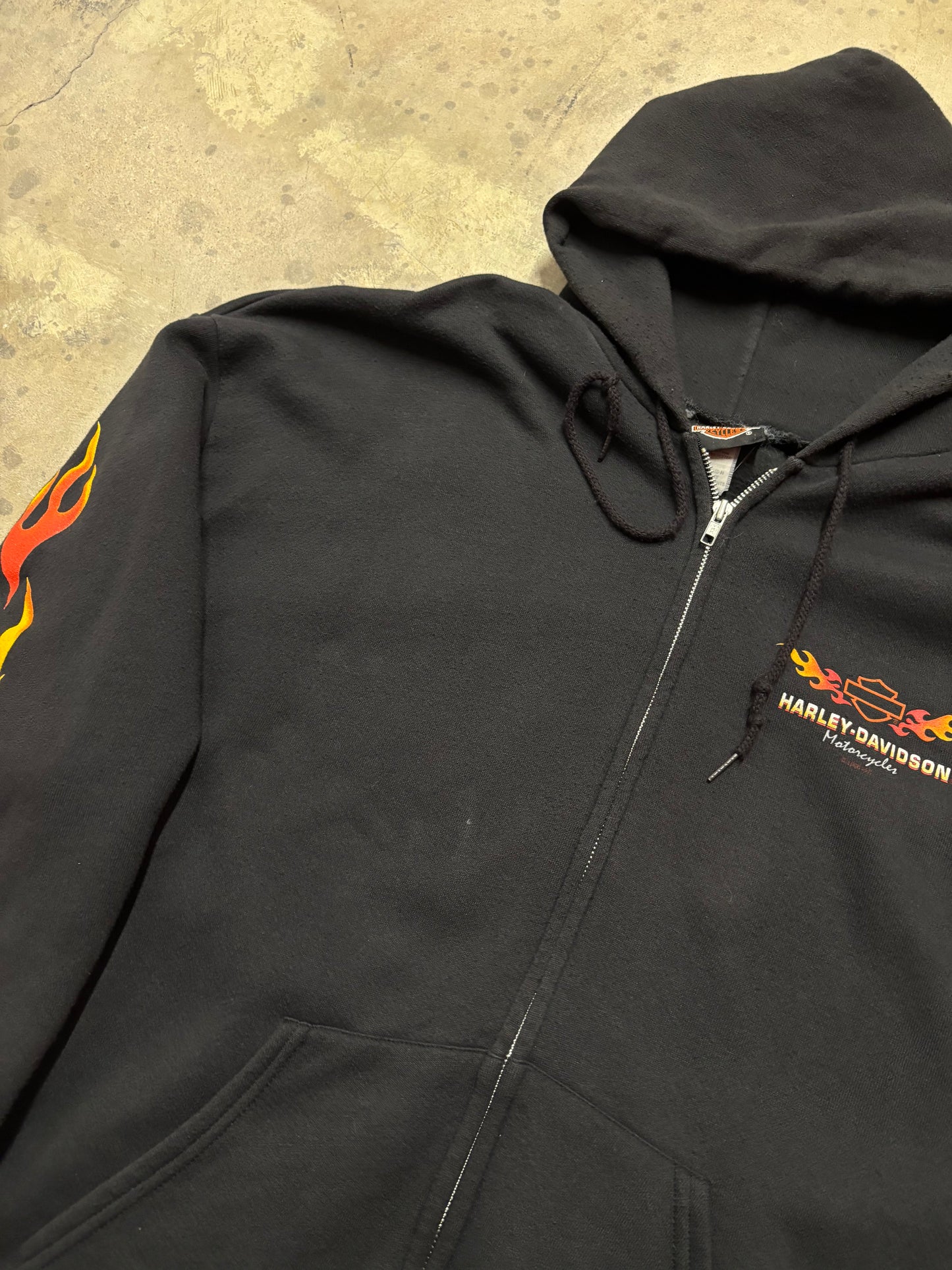 Vintage Harley Davidson flame sleeve zip up hoodie size XL