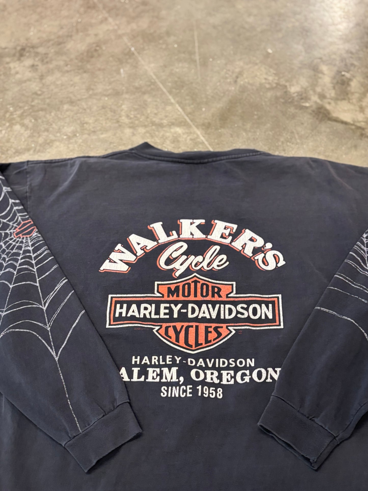 Vintage Harley Davidson spiderweb long sleeve size xl