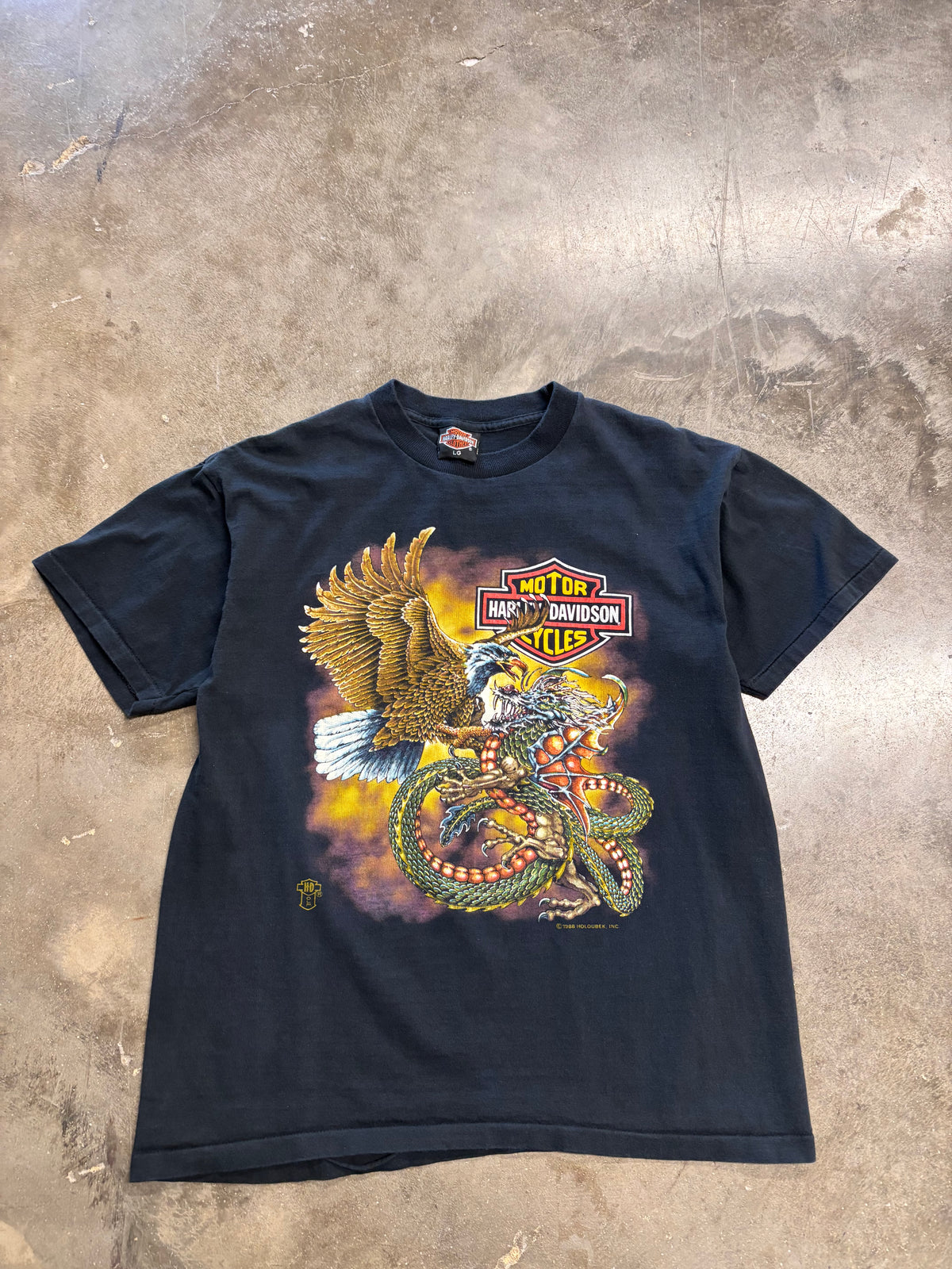 Vintage Harley Davidson Eagle fighting dragon shirt size large
