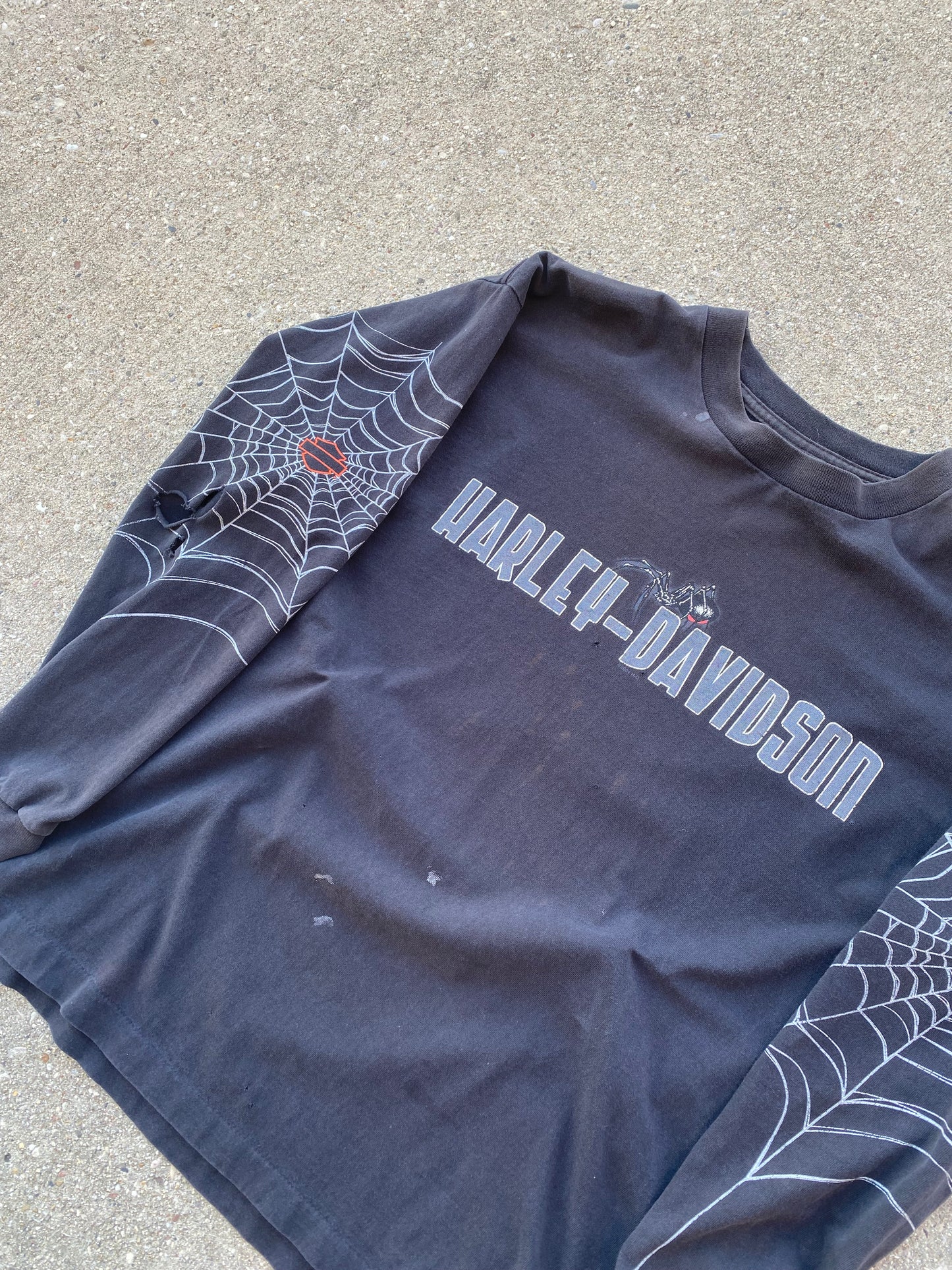 Vintage Harley Davidson Spider Web shirt thrashed long sleeve size large