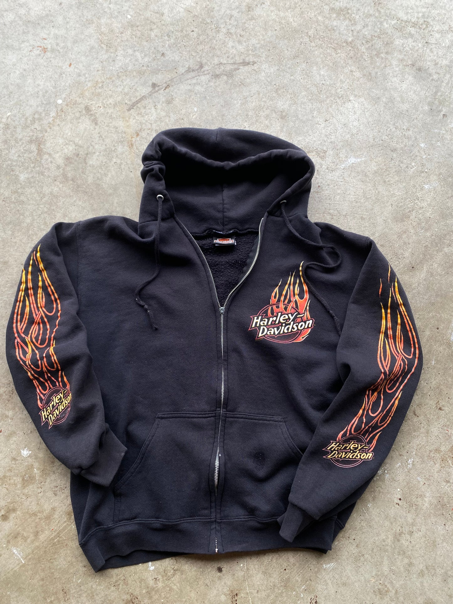 Vintage Harley Davidson Flame logo zip up hoodie size large (read description)
