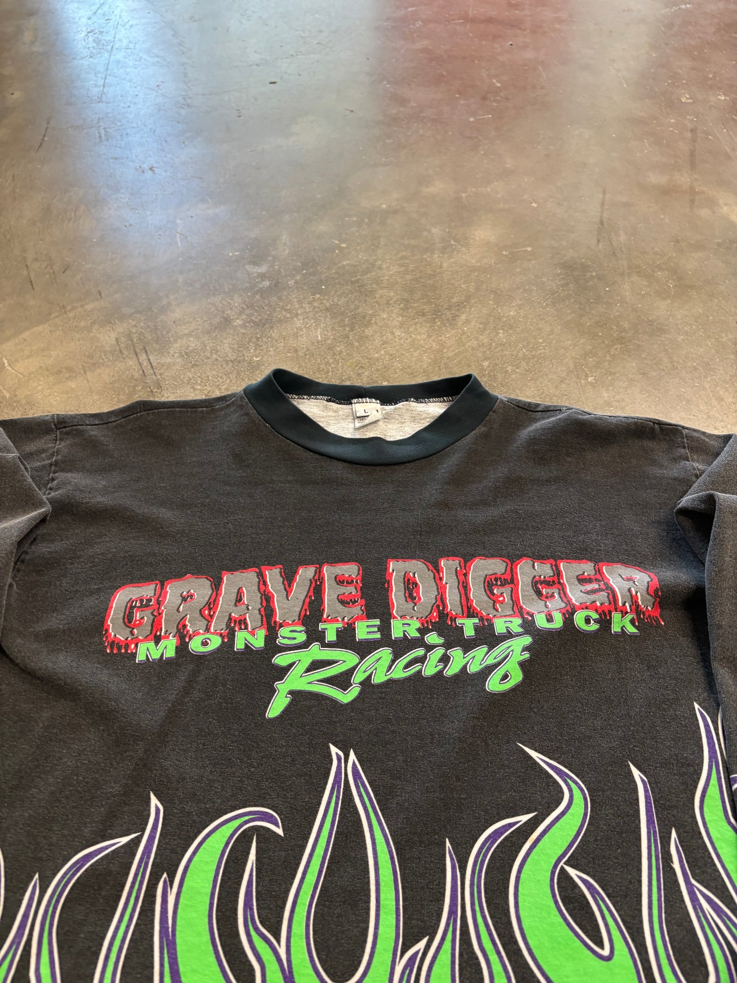 Vintage Grave Digger Flame Long sleeve shirt size Large