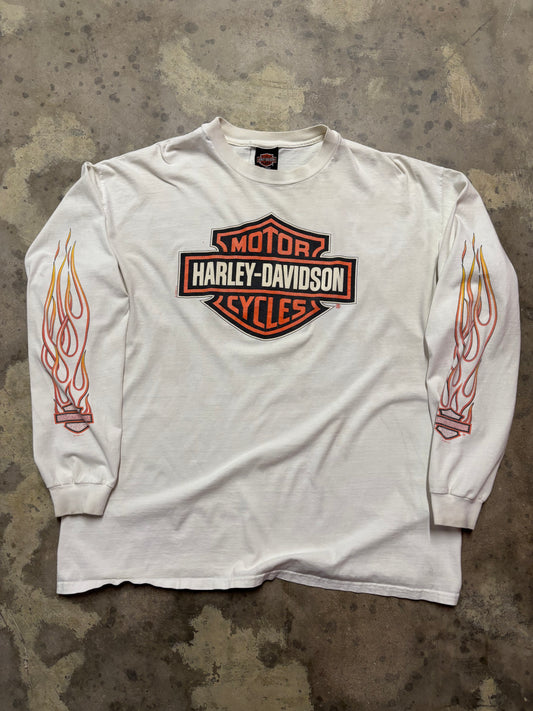 Vintage Harley Davidson Orange Flame long sleeve shirt size XXL