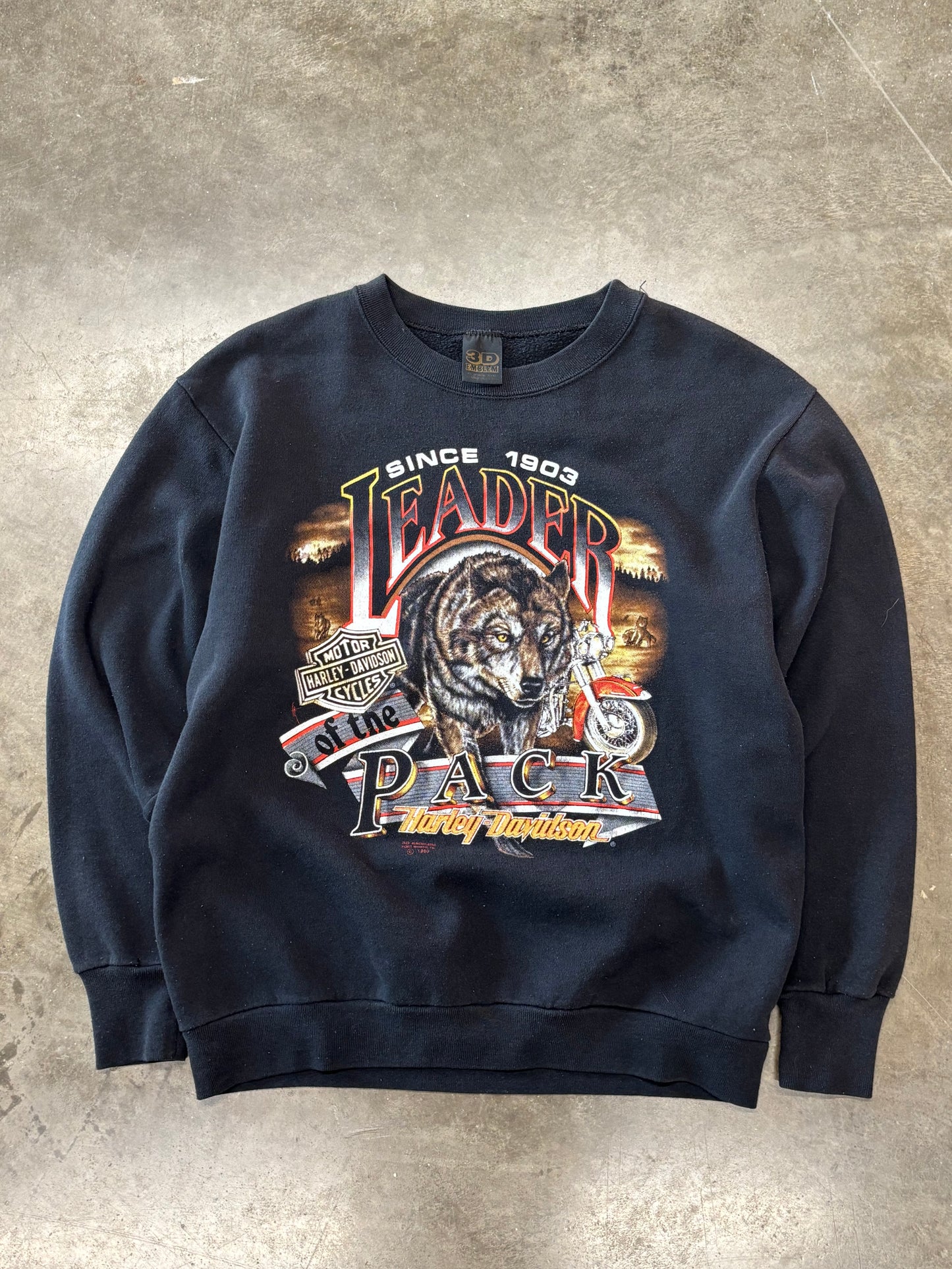 Vintage Harley Davidson 3d emblem leader of the pack sweatshirt size large