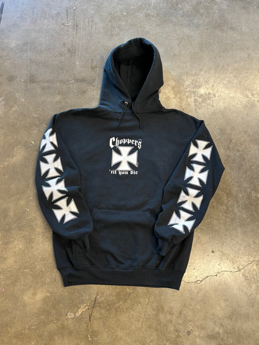 Vintage Choppers for life iron cross hoodie size large