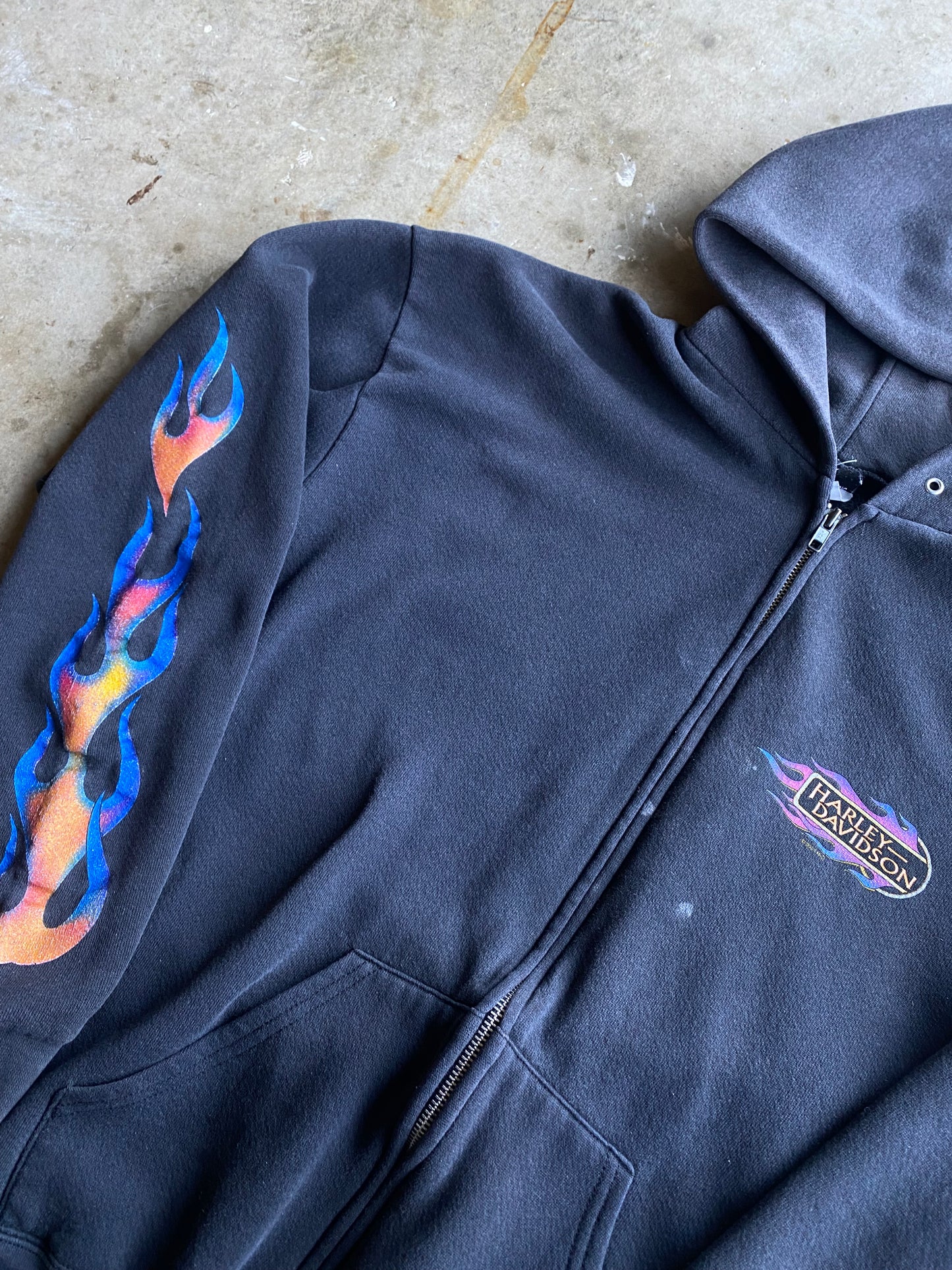 Vintage Harley Davidson Purple Flame Zip Up Hoodie Size Large