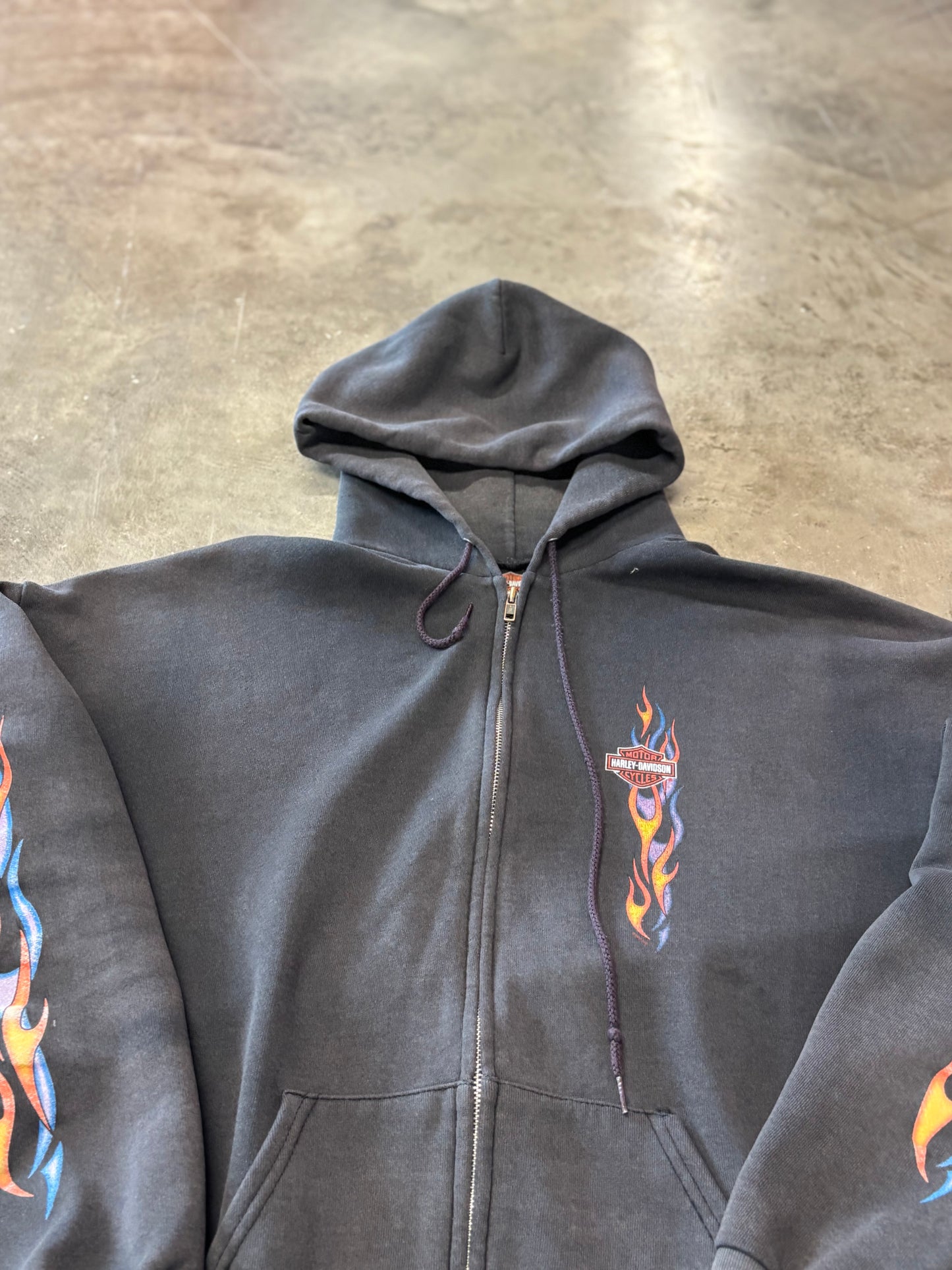 Vintage Harley Davidson Purple and blue flame zip up hoodie size 2XL
