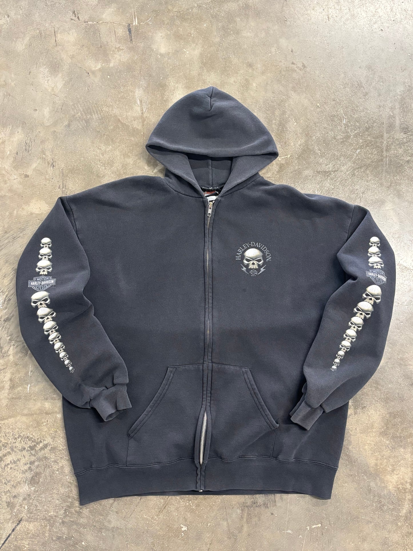 Vintage Harley Davidson skull zip up size xl