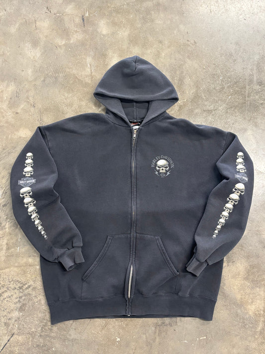 Vintage Harley Davidson skull zip up size xl