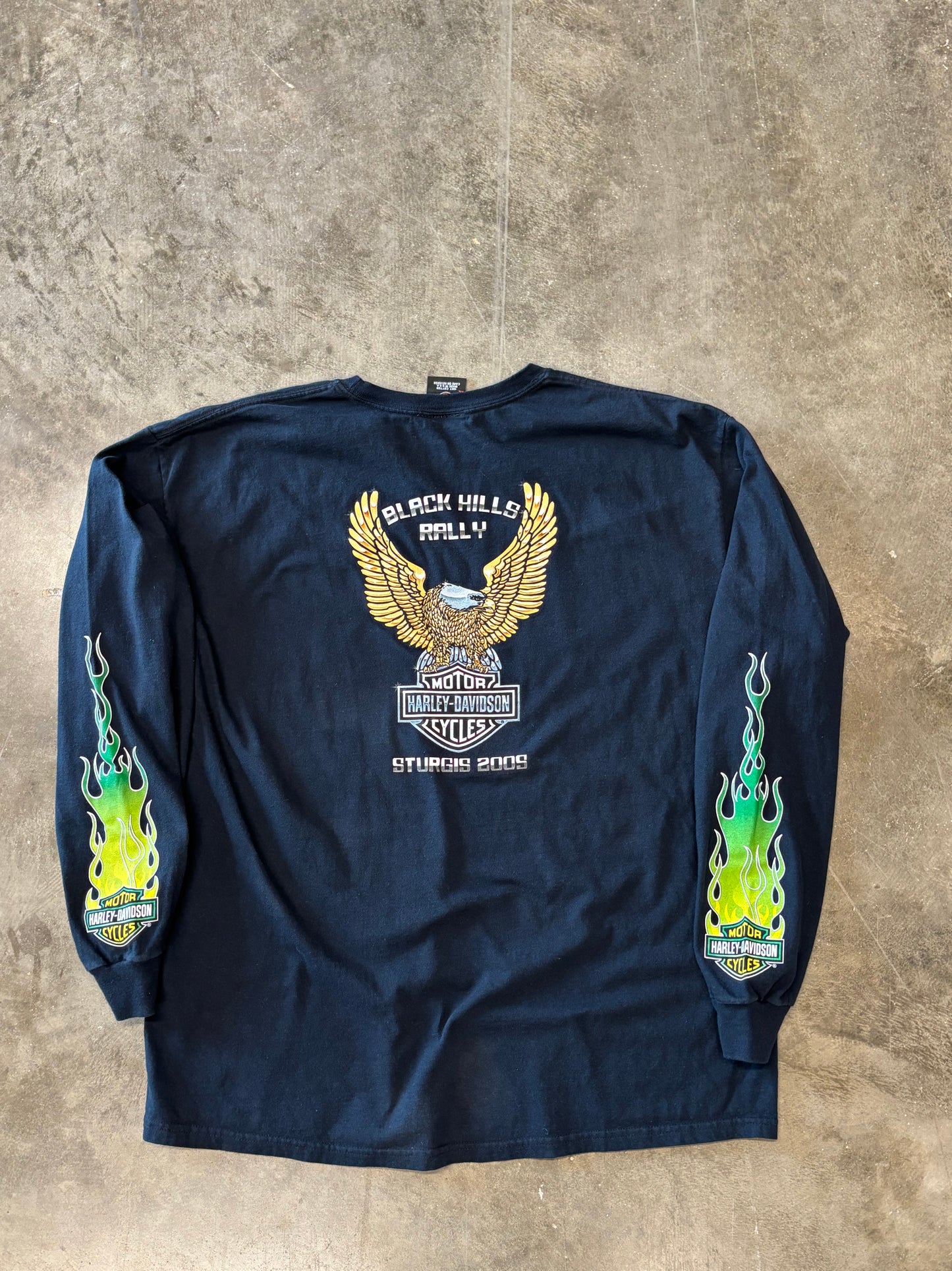 Vintage Harley Davidson Green Flame long sleeve size xl shirt