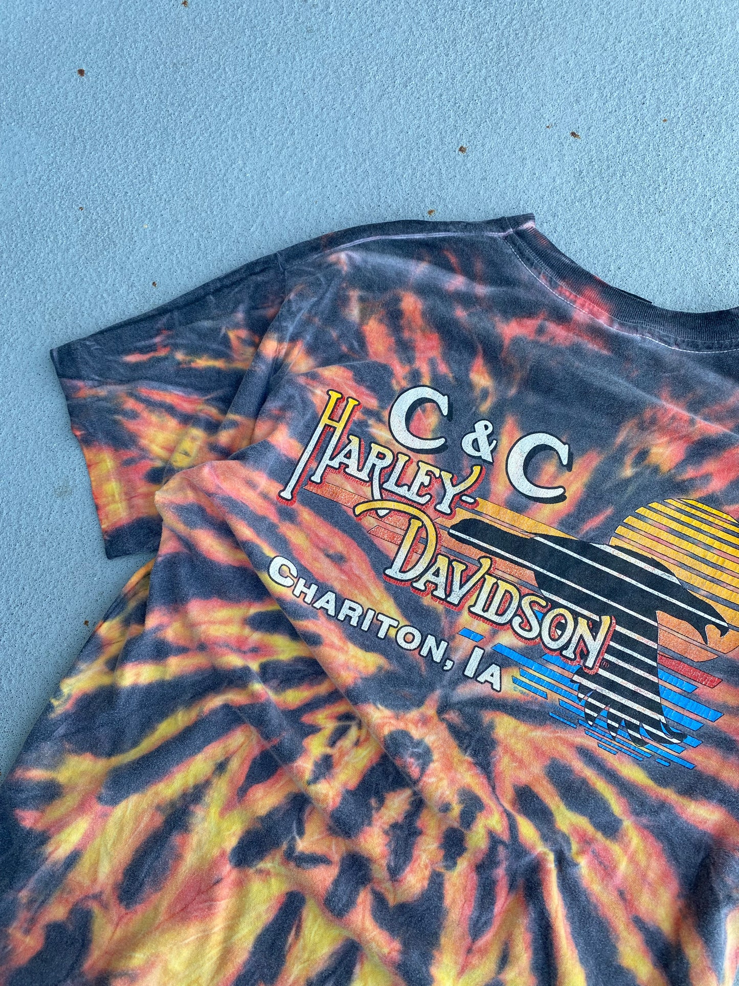 Vintage 1990 Harley Big Shield Logo Tie Dye size large