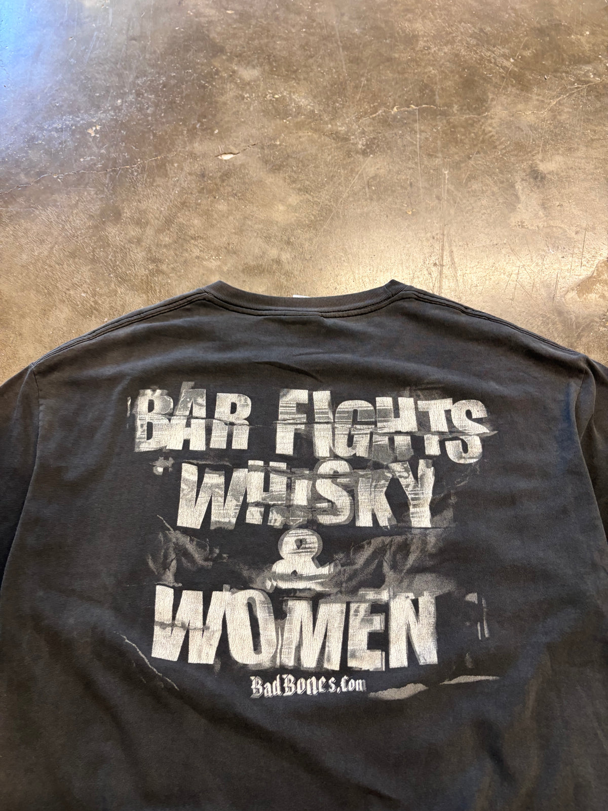 Vintage Bad Bones faded out biker shiner size Extra large