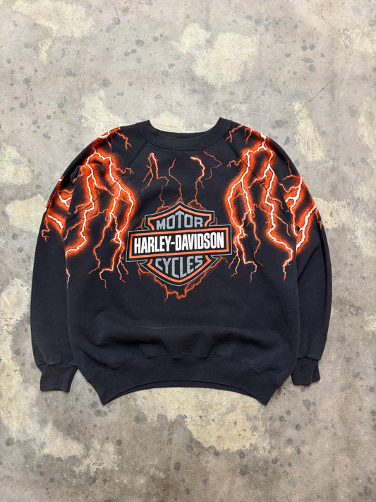 Vintage Harley Davidson Orange Lightning sweatshirt size medium