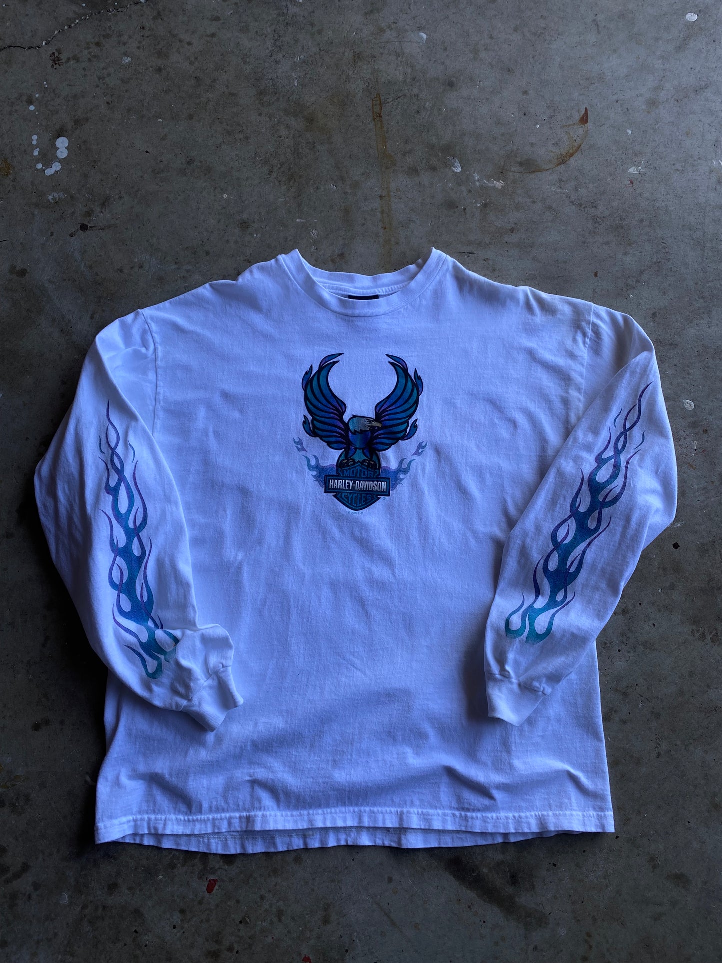 Vintage Harley Davidson Blue Flame Eagle long sleeve size extra large shirt
