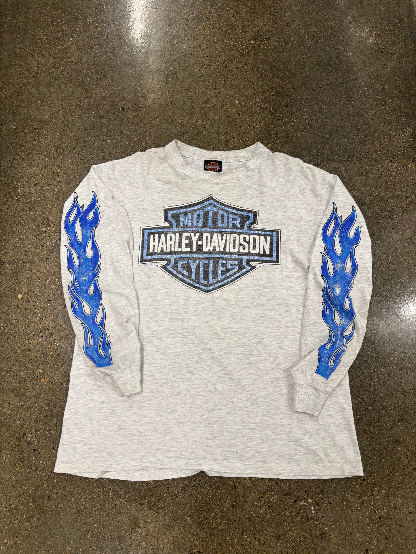 Vintage Harley Davidson Blue Flame size XL shirt long sleeve