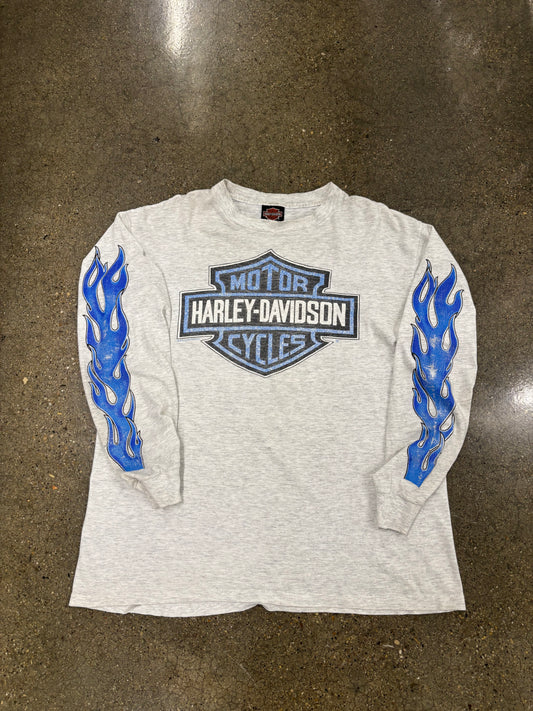 Vintage Harley Davidson Blue Flame size XL shirt long sleeve