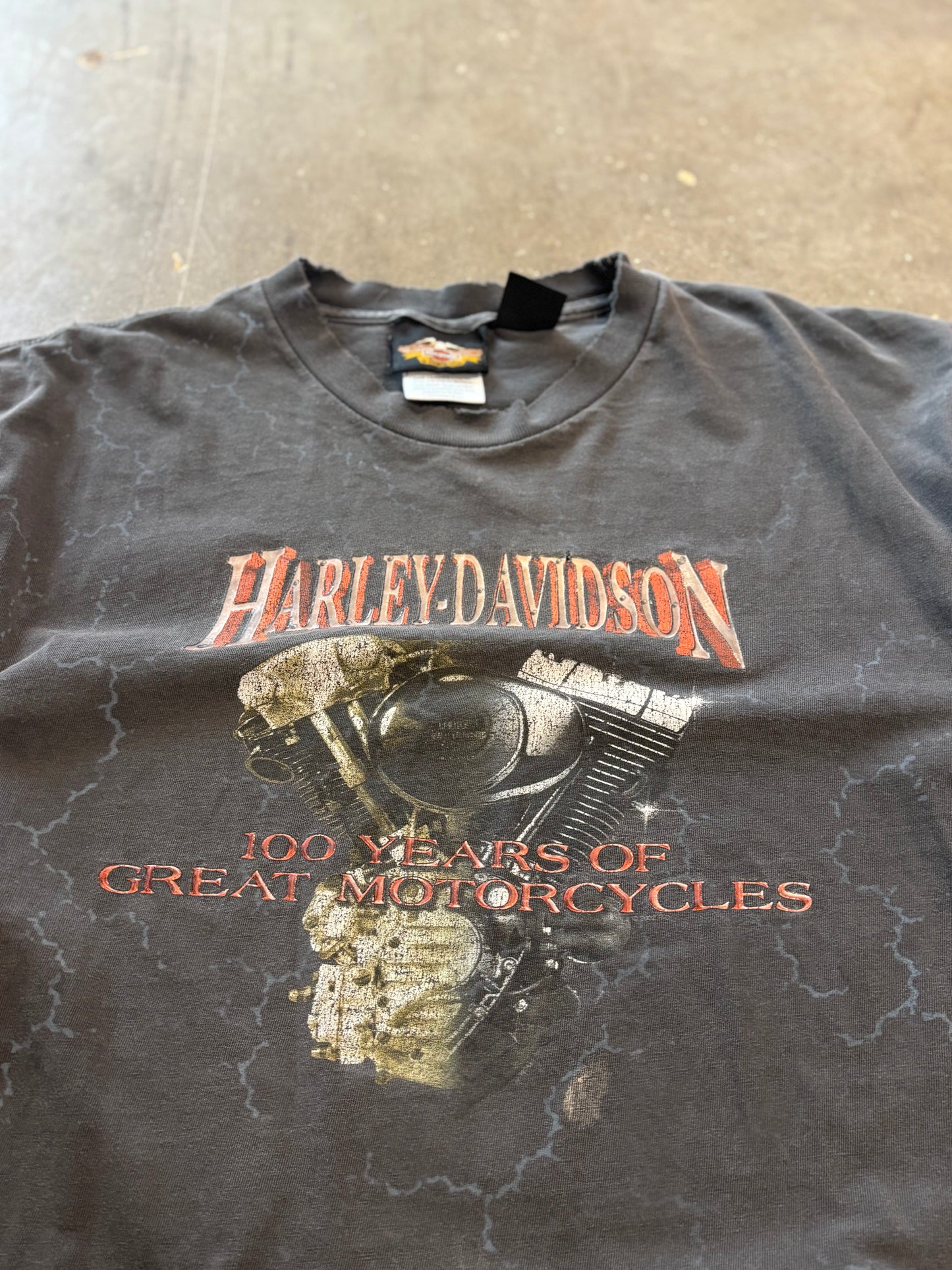 Vintage Harley Davidson engine lightning aop shirt size large