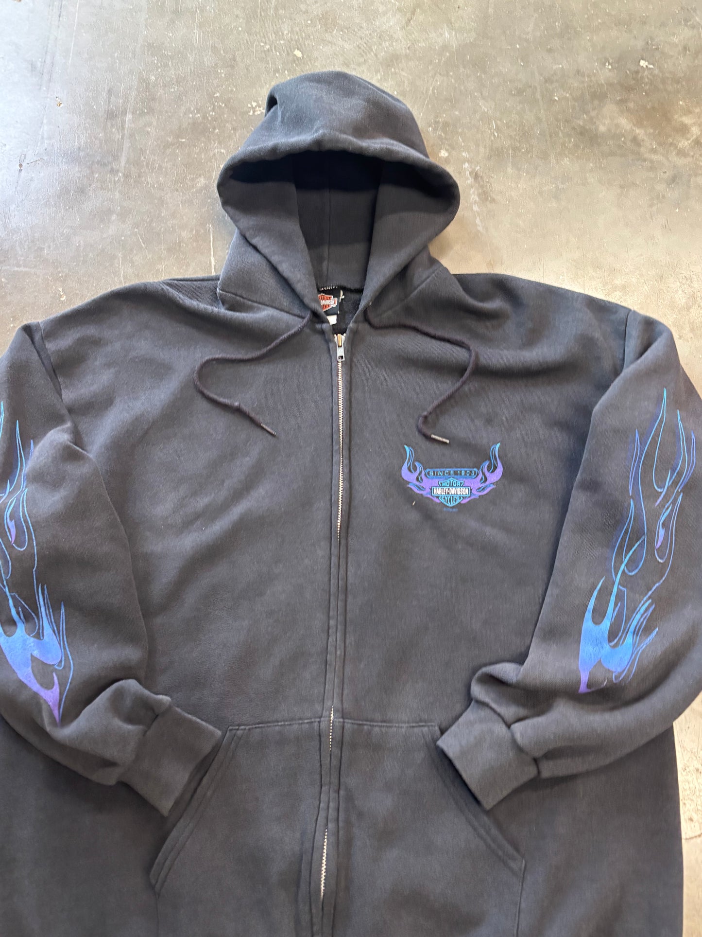 Vintage Harley Davidson Purple Flame zip up size XL