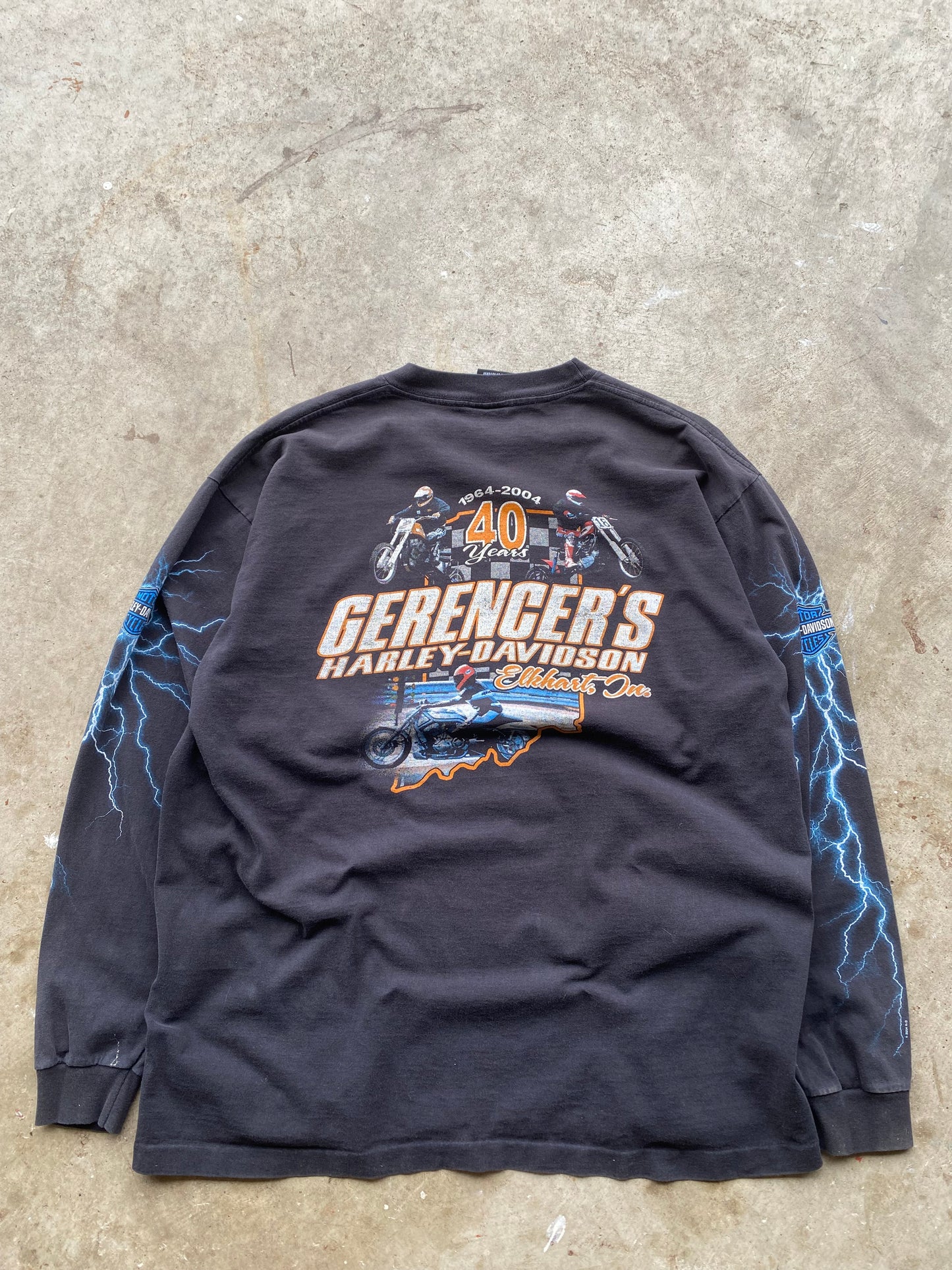 Vintage Harley Davidson Blue Lightning long sleeve shirt size extra large