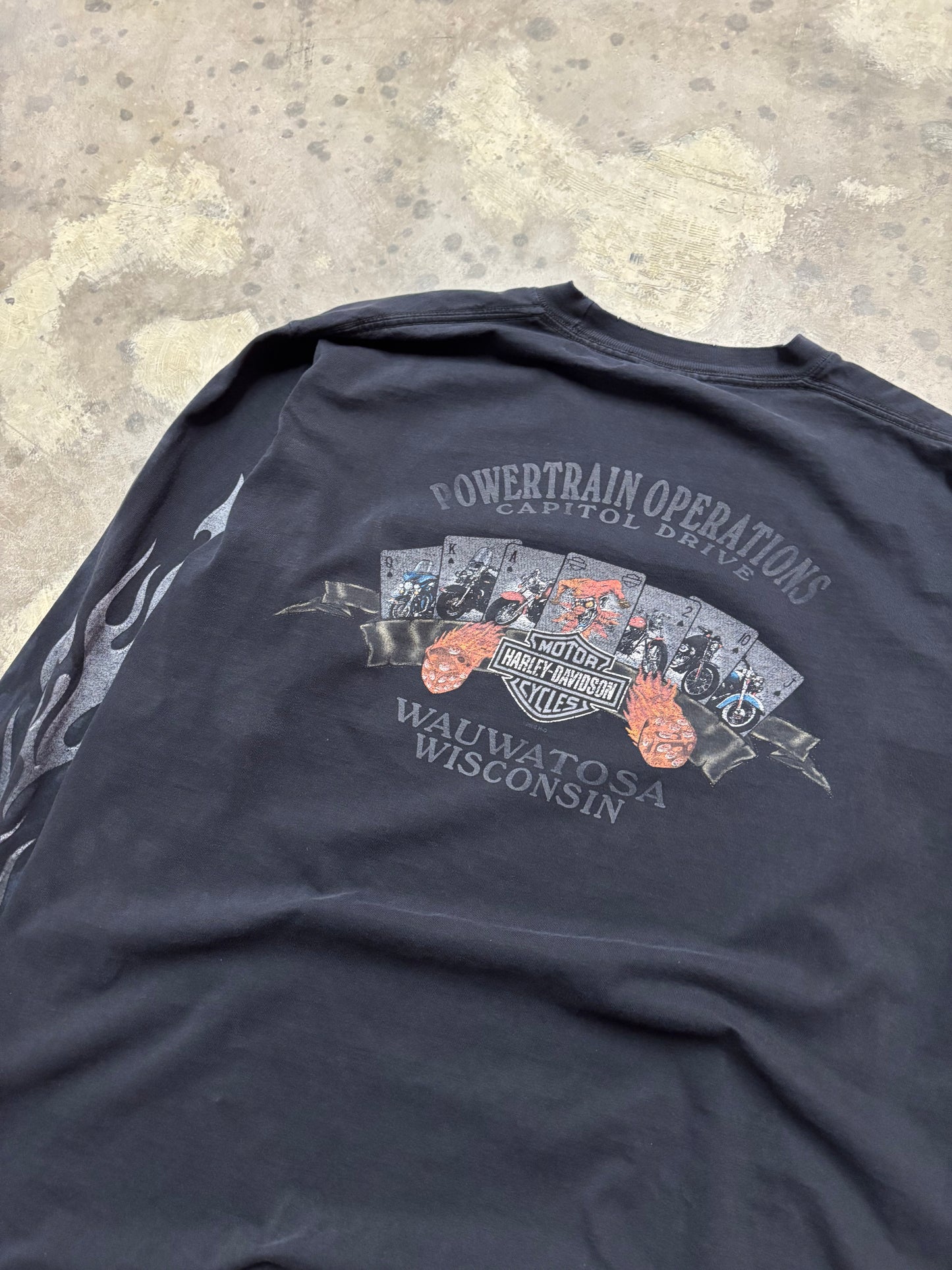 Vintage Harley Davidson chrome flame long sleeve shirt size large