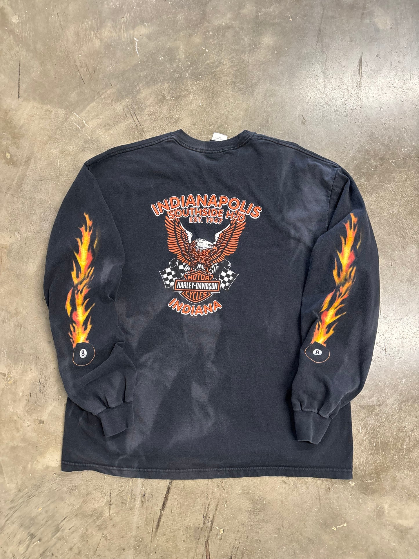 Vintage Harley Davidson Faded out Pool Ball long sleeve size xl