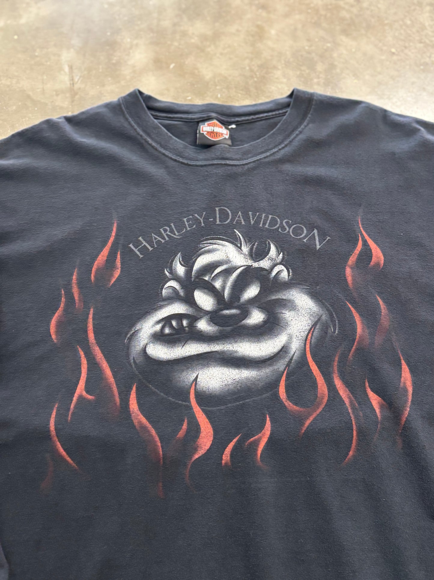 Vintage Harley Davidson Taz looney tunes flame long sleeve size xxl