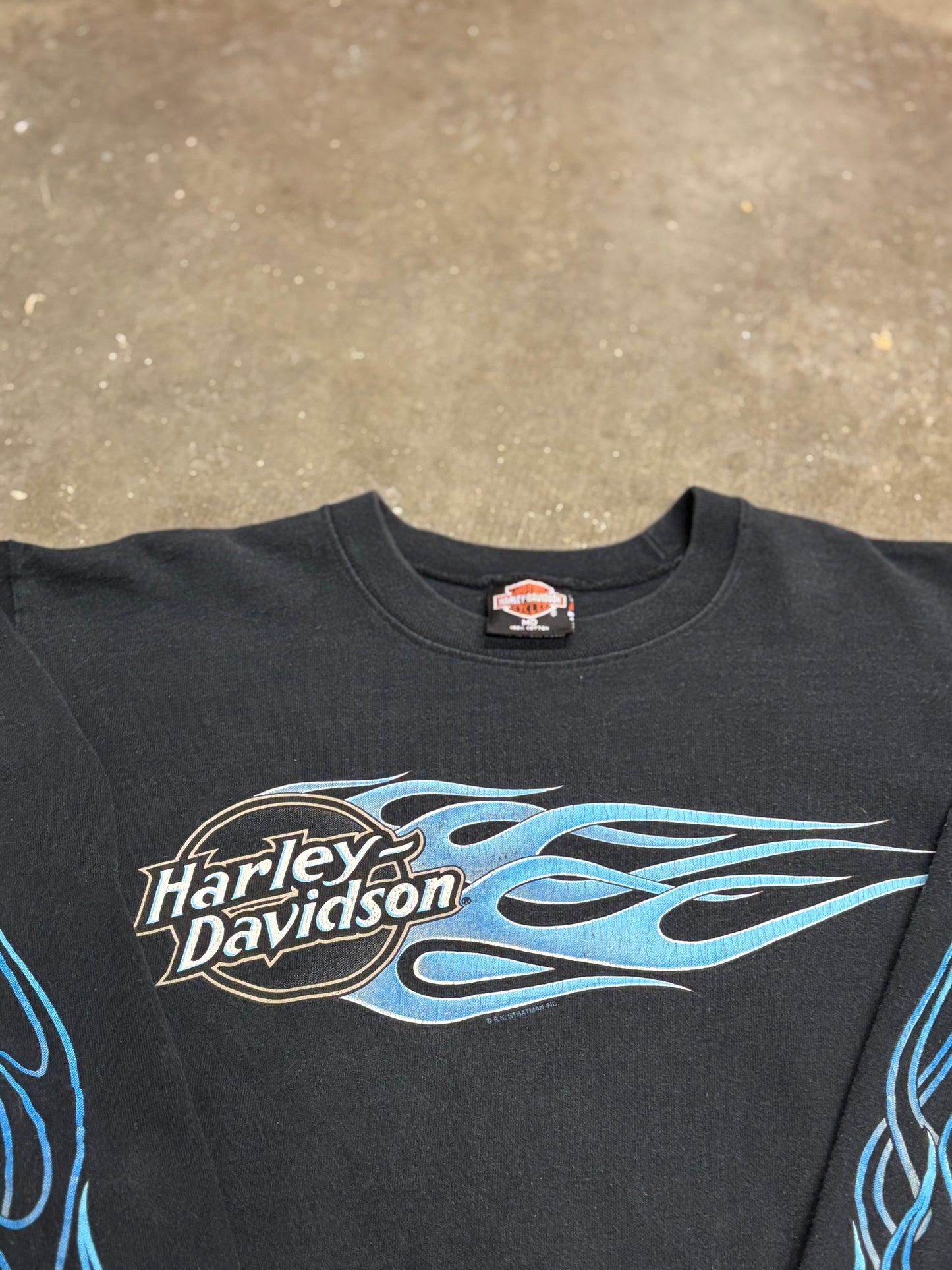 Vintage blue flame long sleeve size medium Harley shirt
