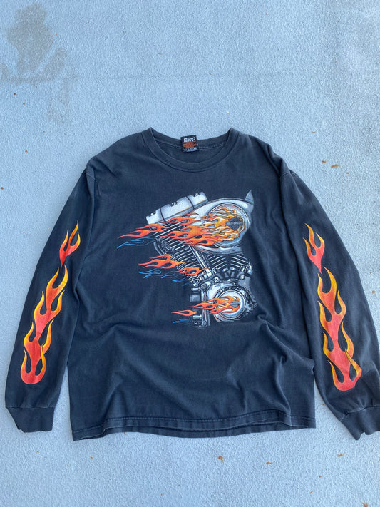 Vintage Harley Davidson Flame Shovel-head Long sleeve Size Large