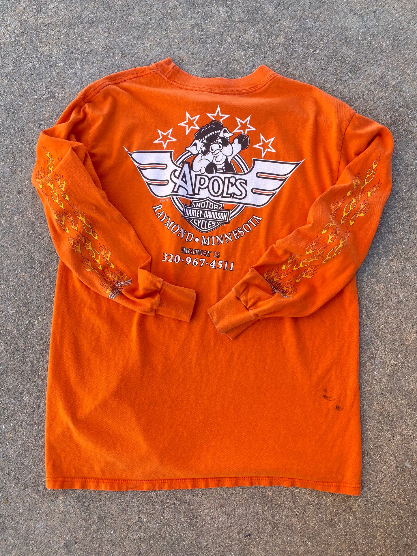 Vintage Harley Davidson Orange Pig long sleeve size large