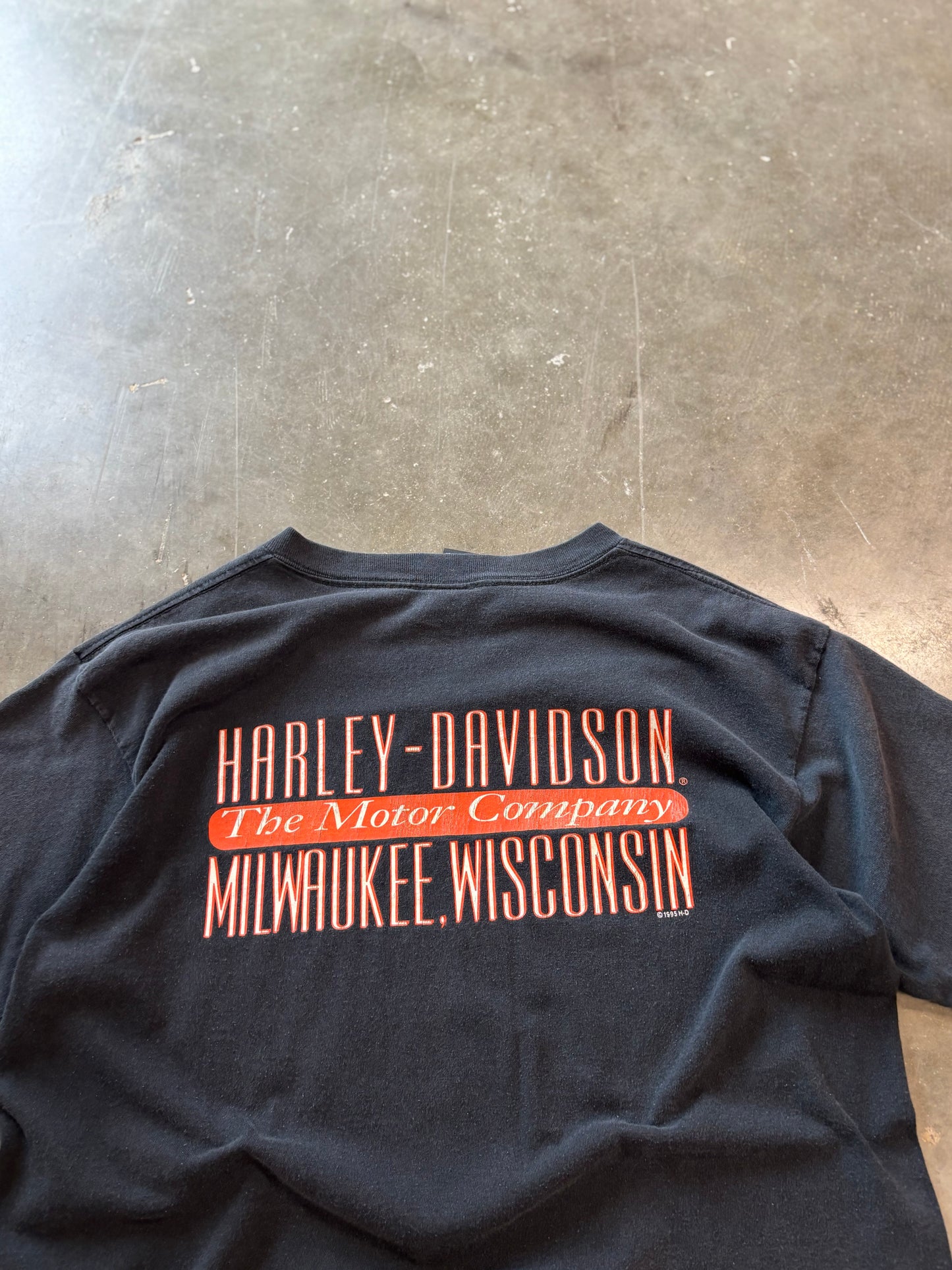 Vintage Harley Davidson Eagle engine shirt size large