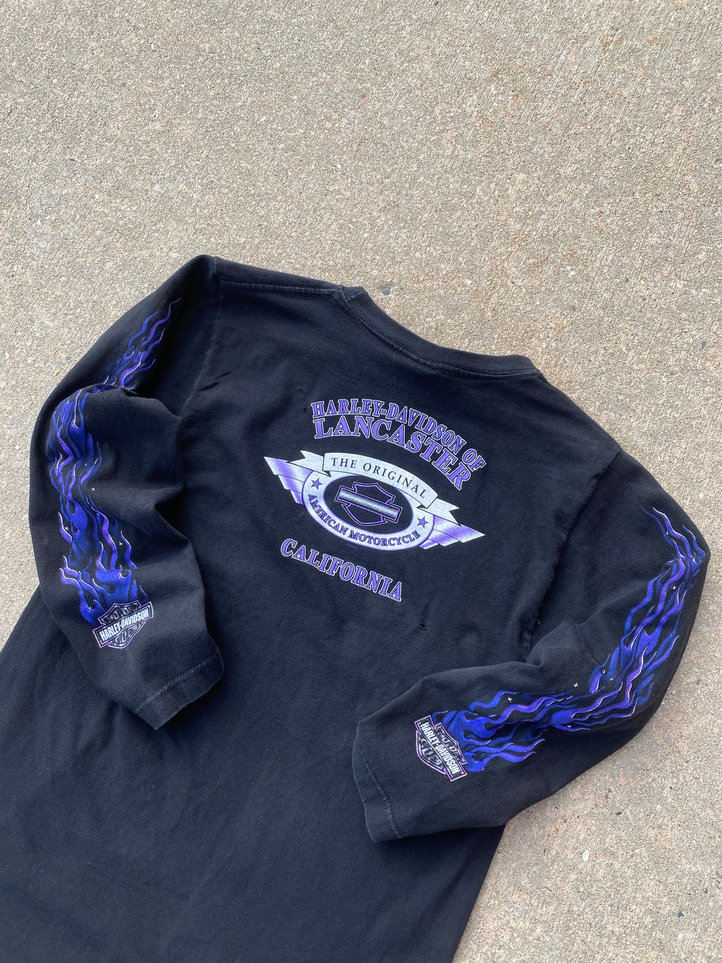 Harley Davidson purple flame XS top