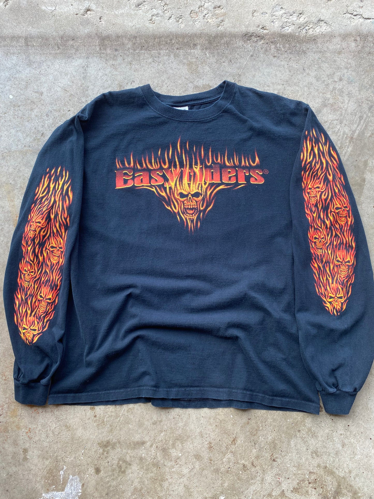 Easyriders Flaming Skullpile Long sleeve size Extra Large