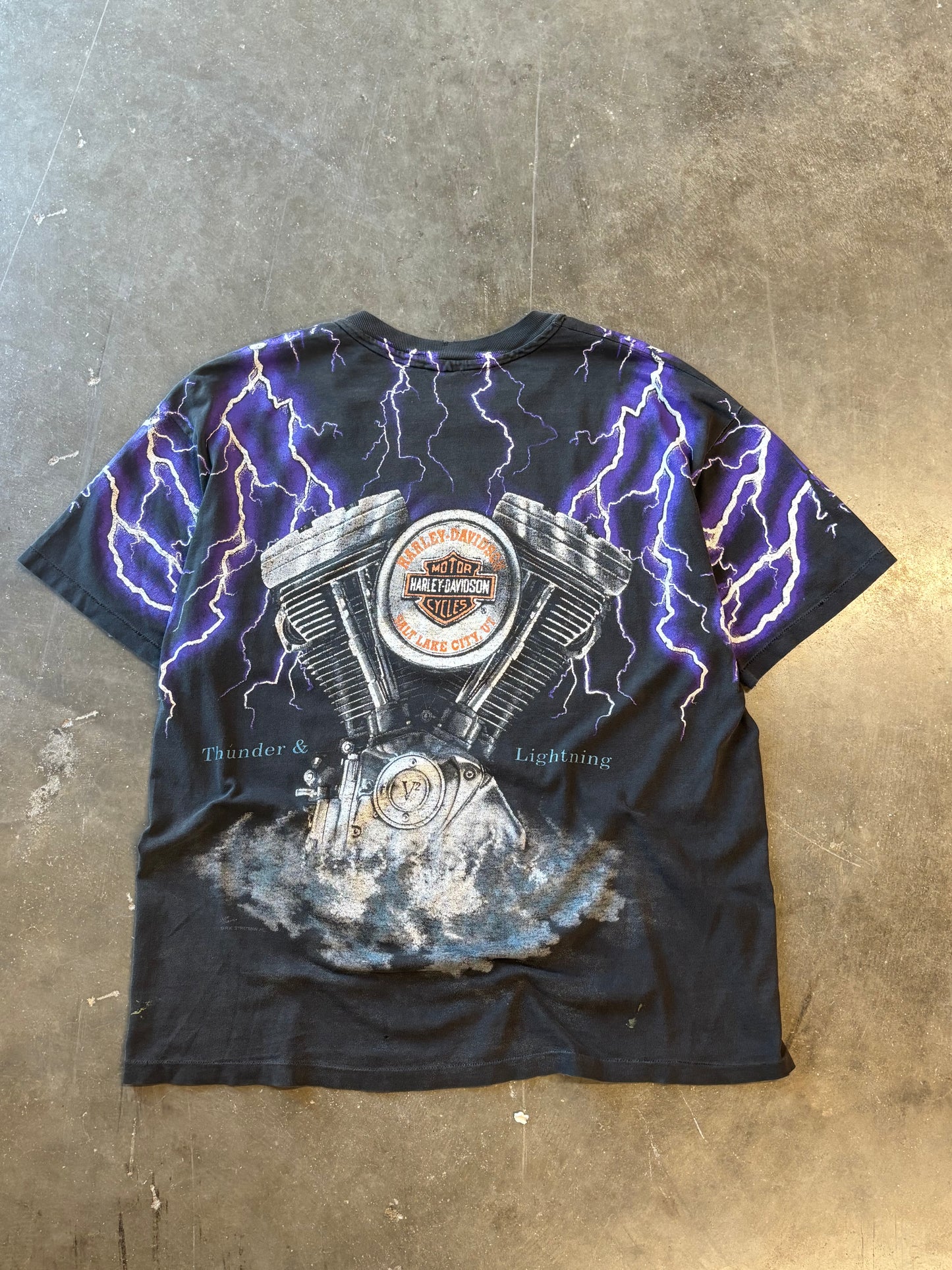 Vintage Harley Davidson purple Lightning AOP size XL