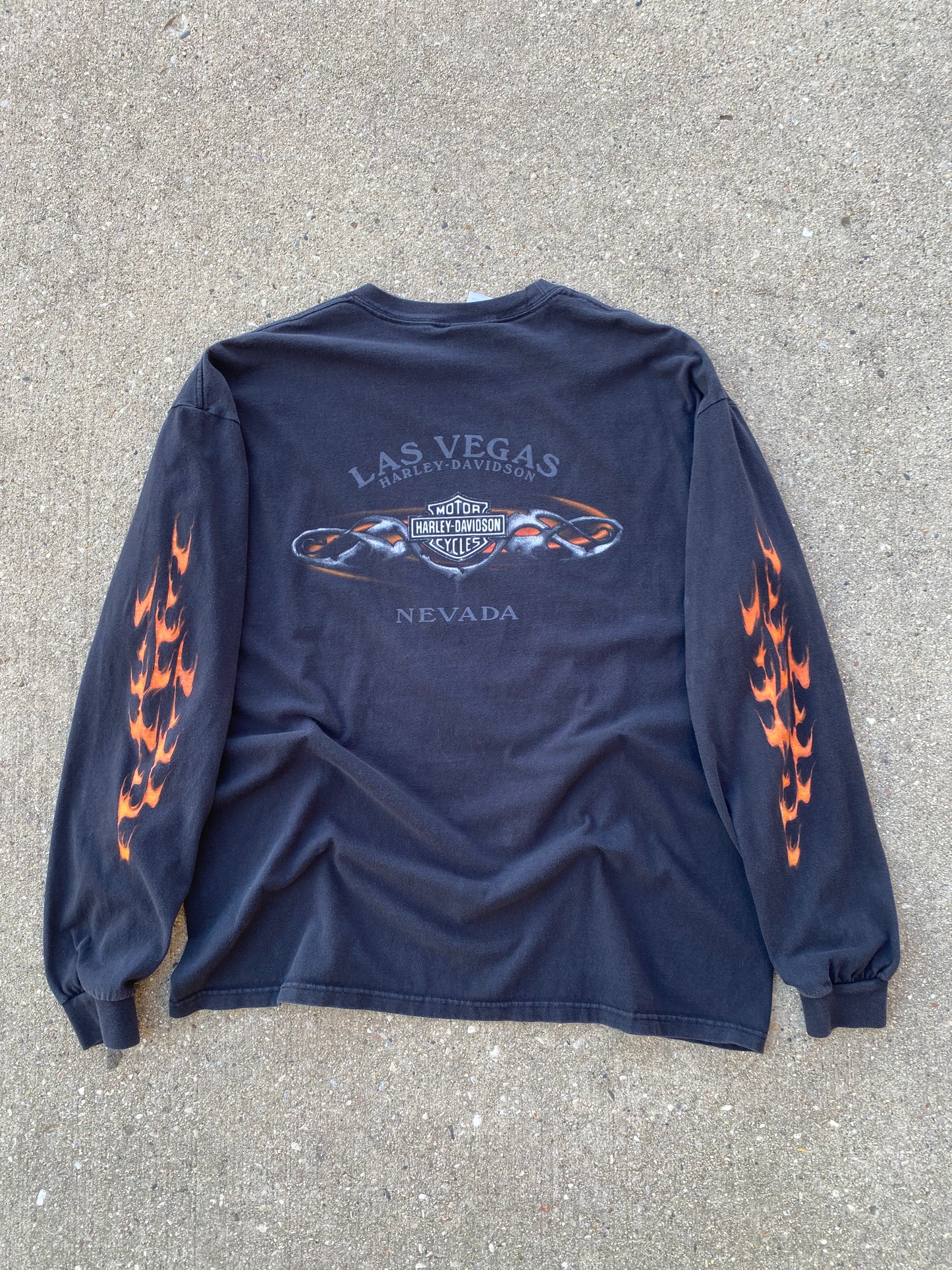 Harley Davidson Orange Skull flames long sleeve shirt size XXL