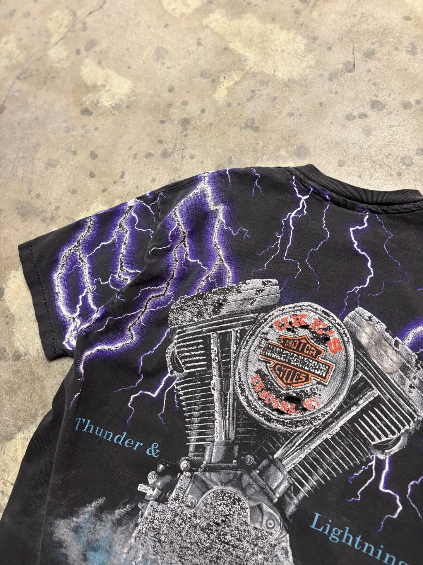 Vintage Harley Davidson purple lightening AOP shirt size XL