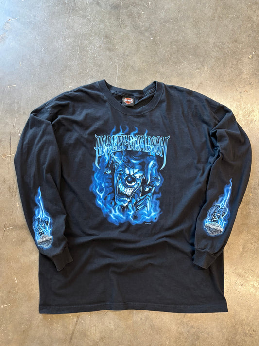 Harley Davidson Joker long sleeve blue flame size xxl