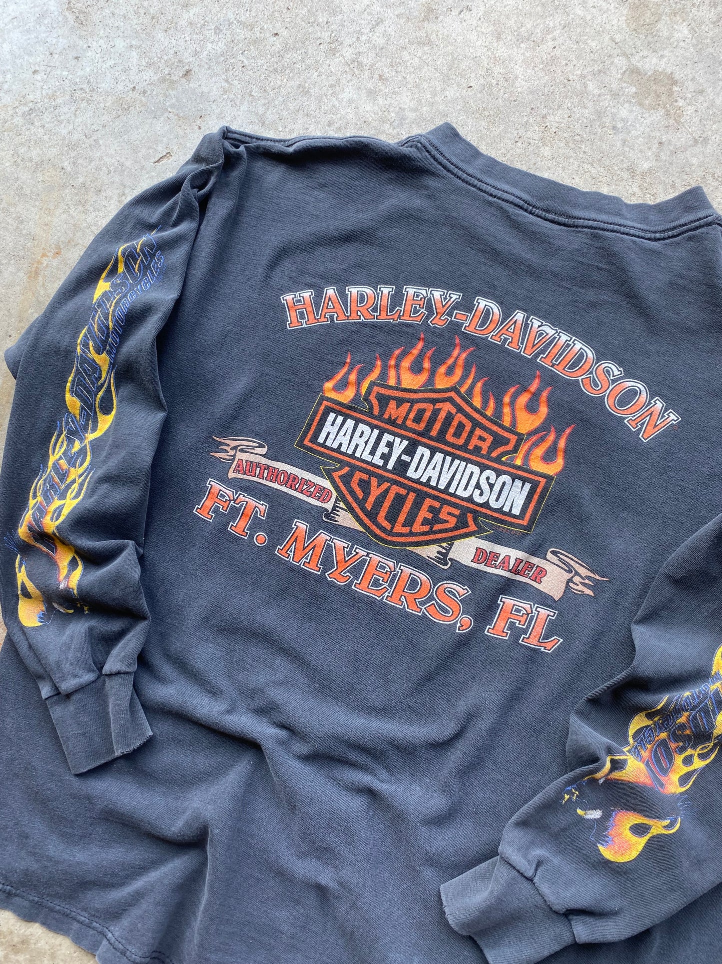 Vintage Yellow Flaming Eagle Harley Davidson Long sleeve size Extra Large