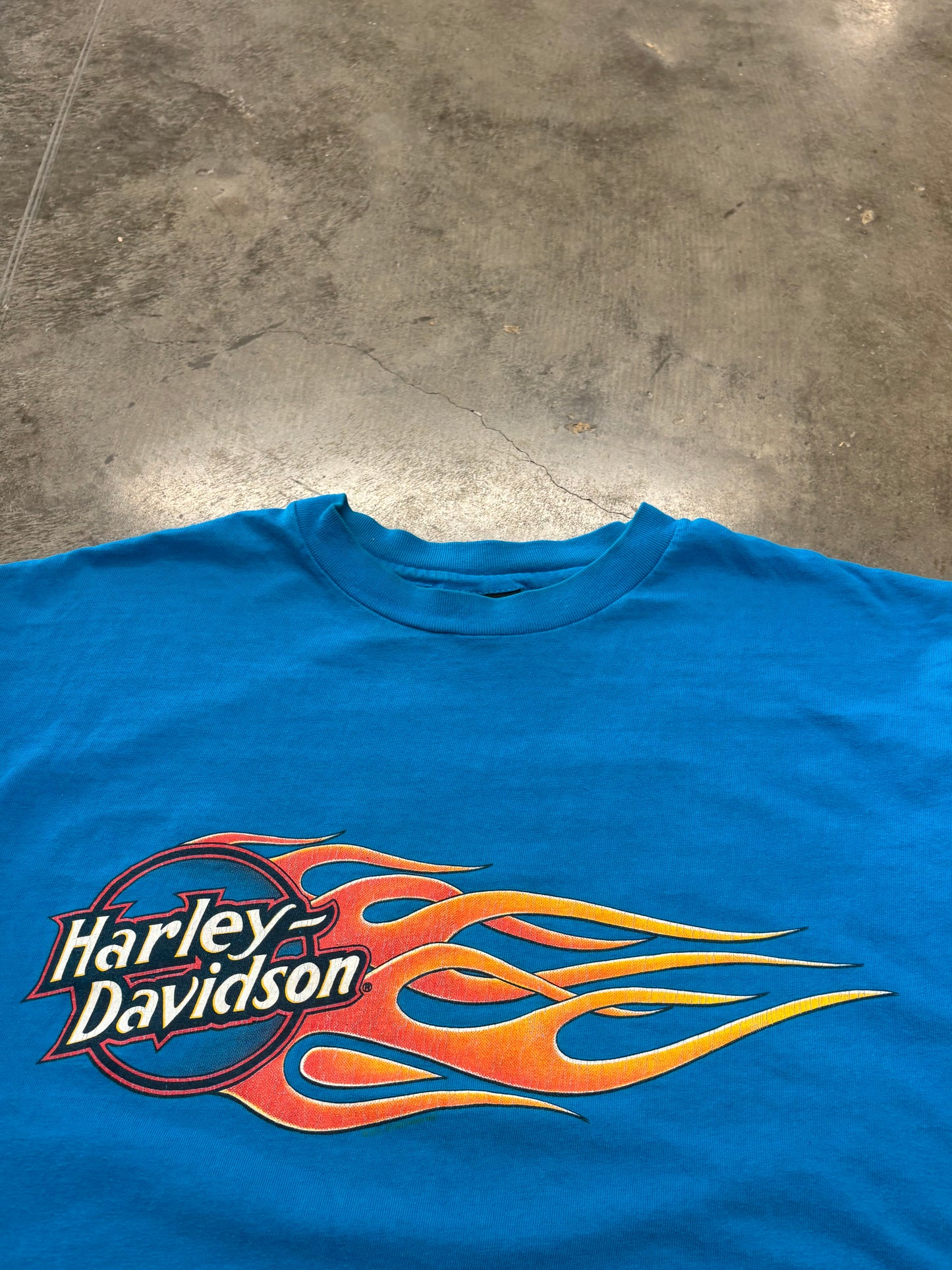 Vintage Harley Davidson Blue Blank Flame ball size xl shirt