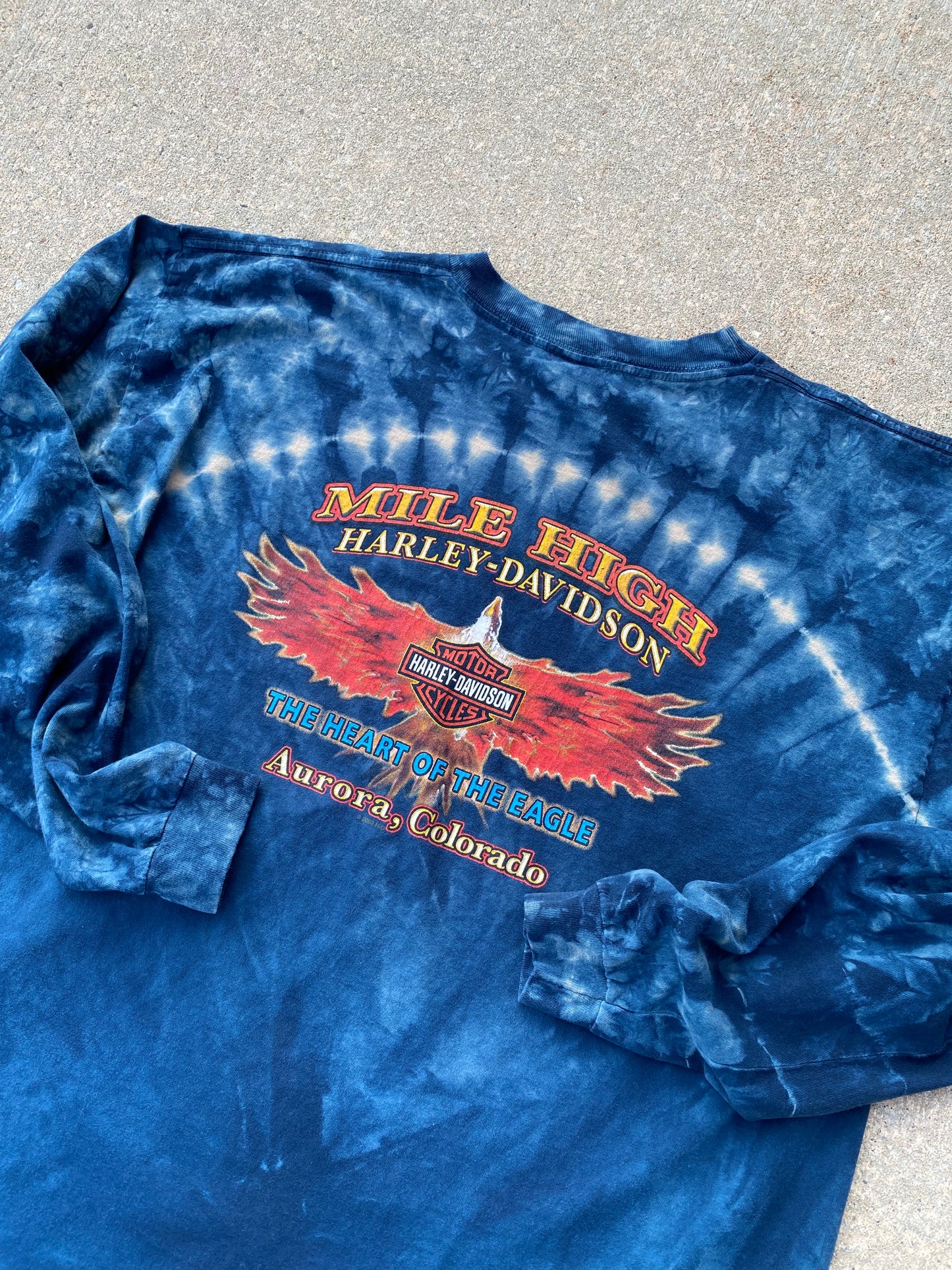 Vintage Harley Davidson Marble dyed long sleeve size XL