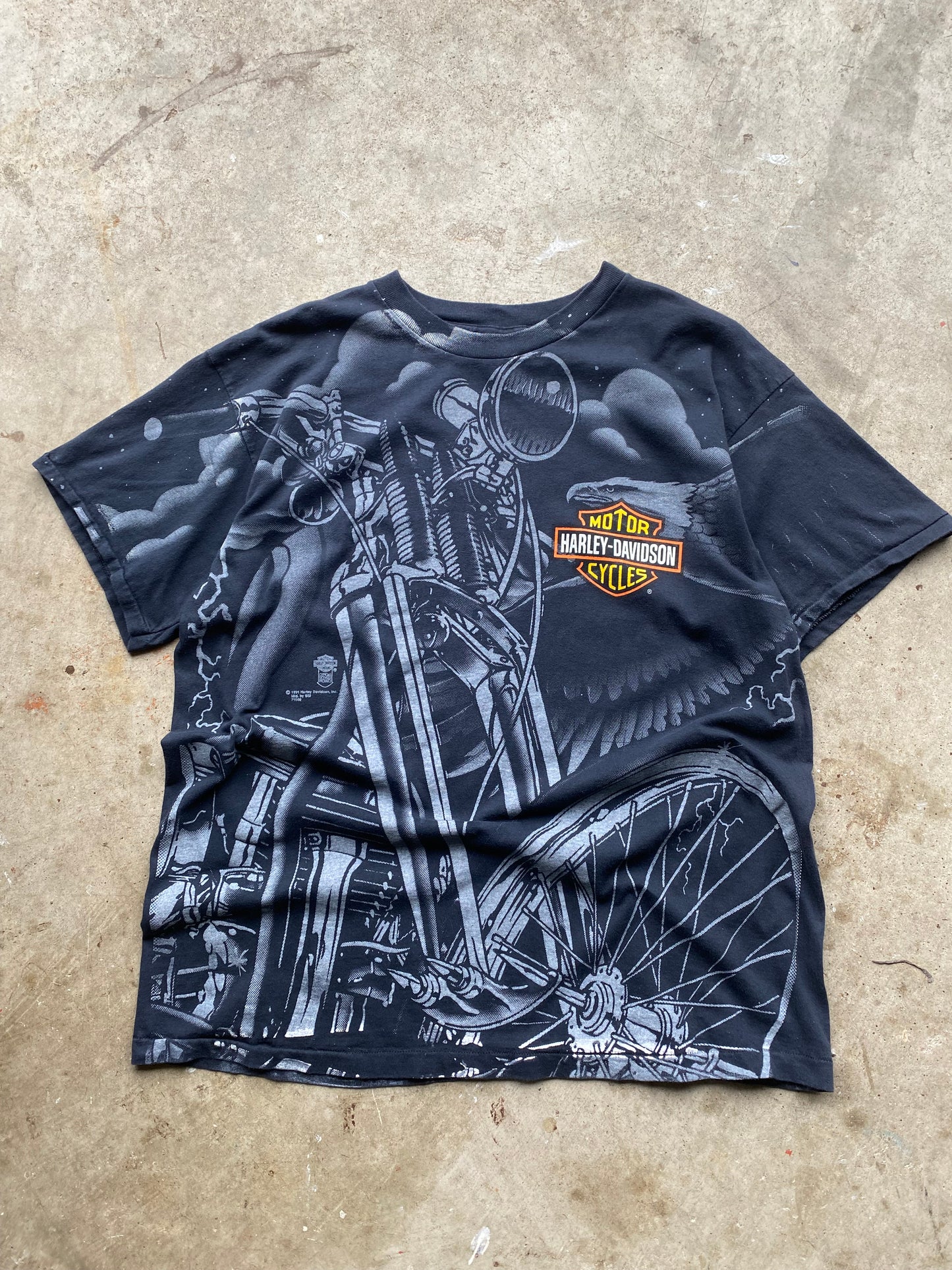 Vintage Harley Davidson All over Print Bike shirt size extra large