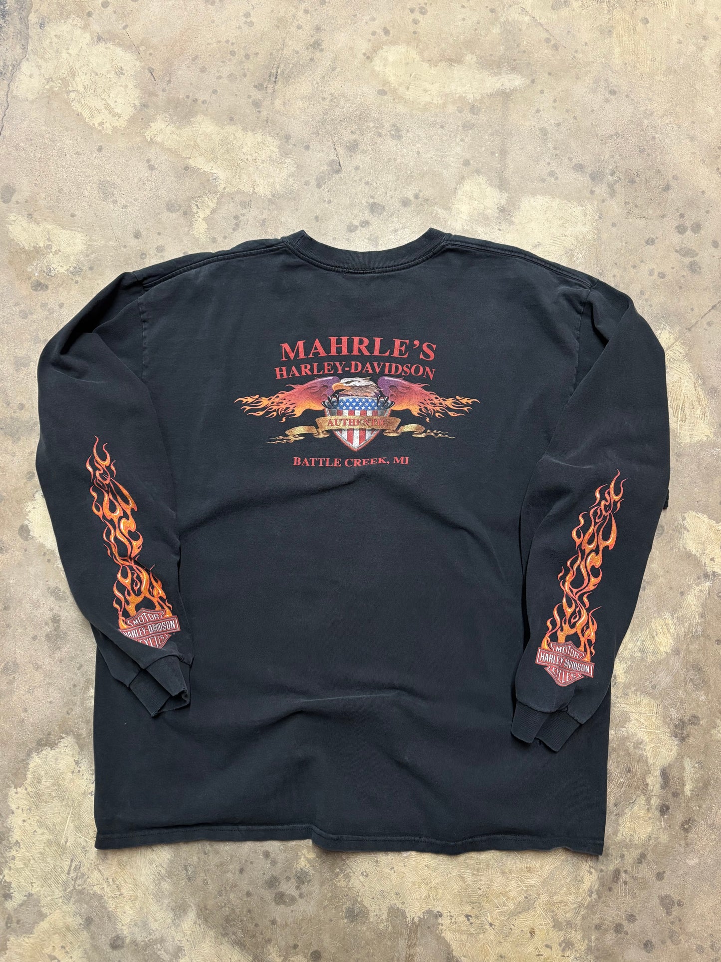 Vintage Harley Davidson flame burst long sleeve size XXL shirt