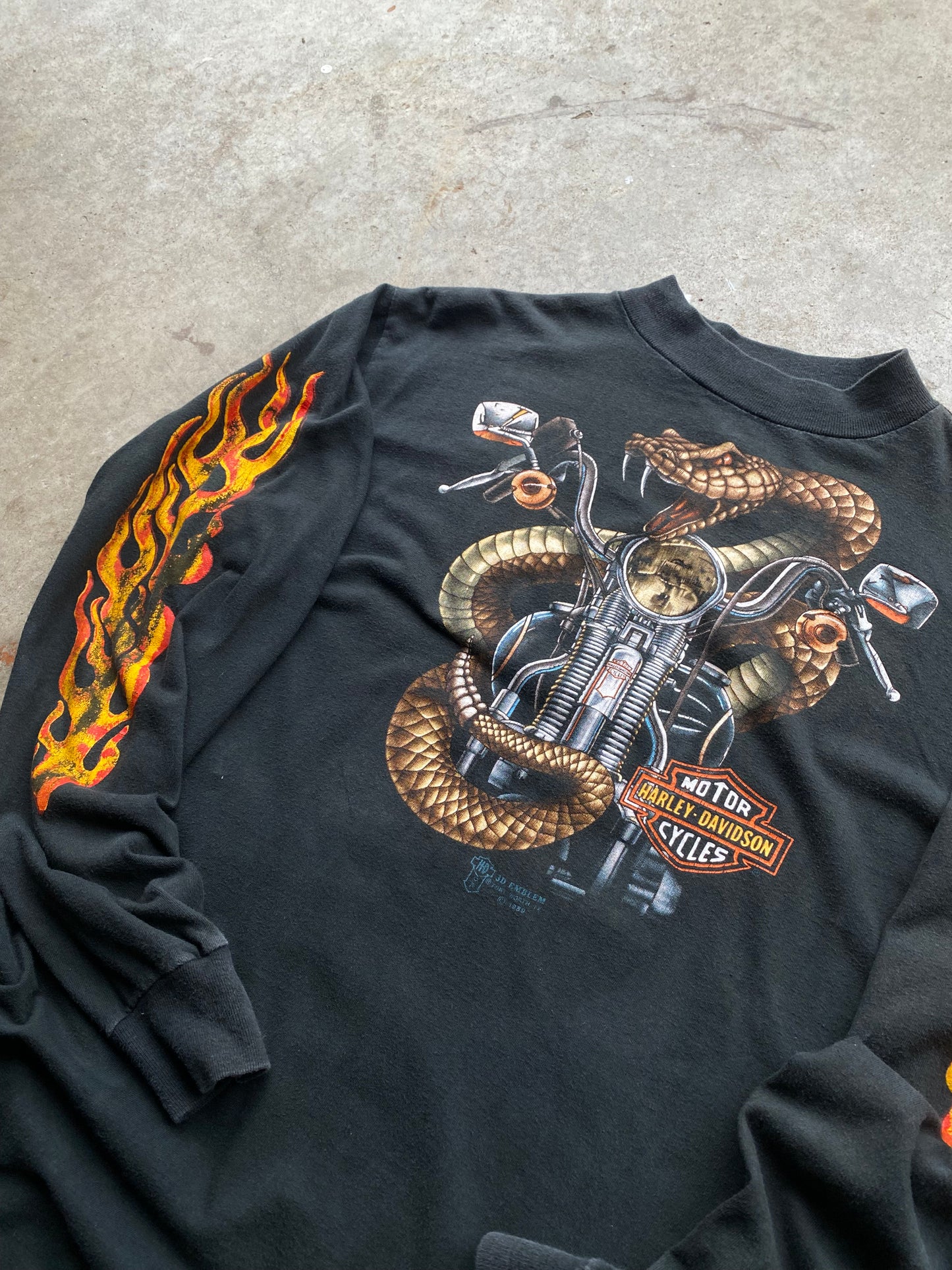 Vintage Harley Davidson 3d Emblem snake long sleeve shirt size large